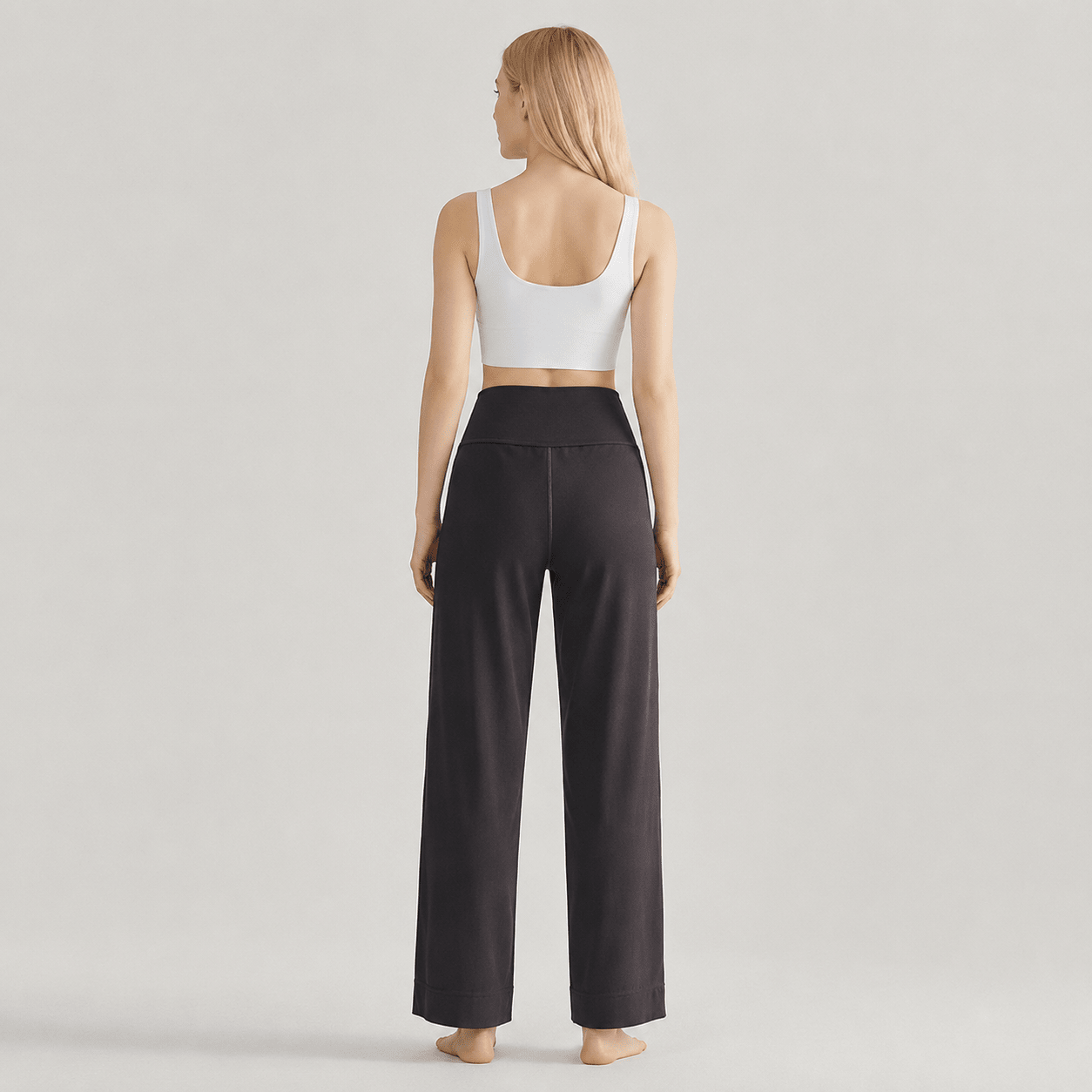 Women's Straight Leg Yoga Pants - Stretch Pull-On Pants Grey by MAGCOMSEN