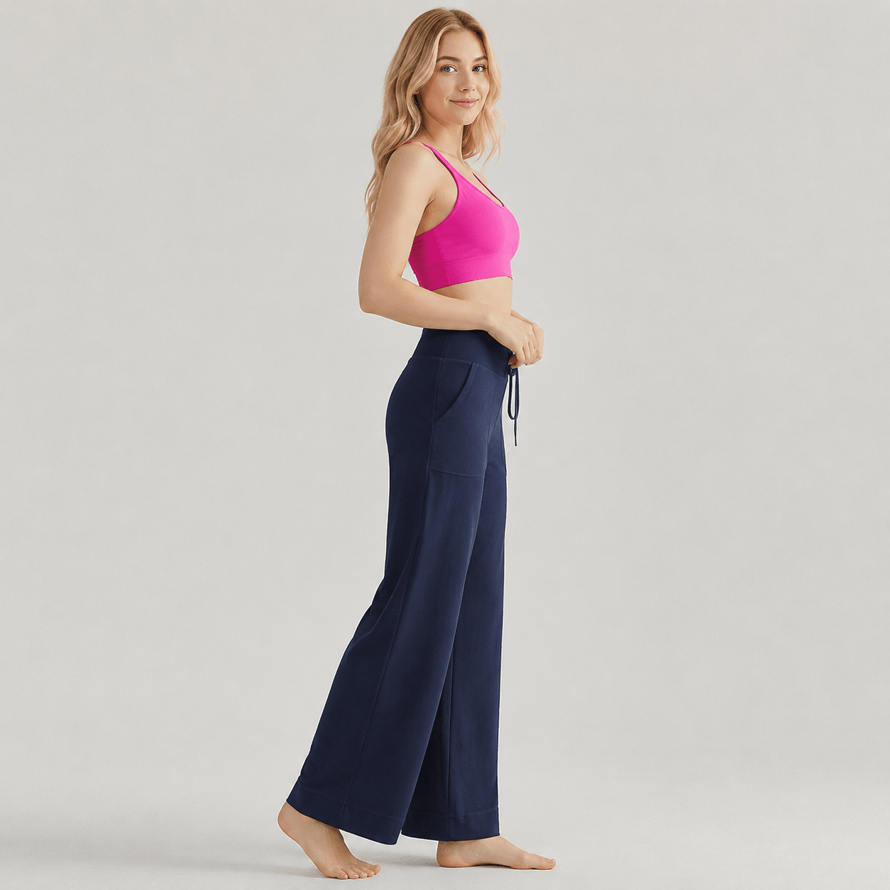 Women's Straight Leg Yoga Pants - Stretch Pull-On Pants Black by MAGCOMSEN