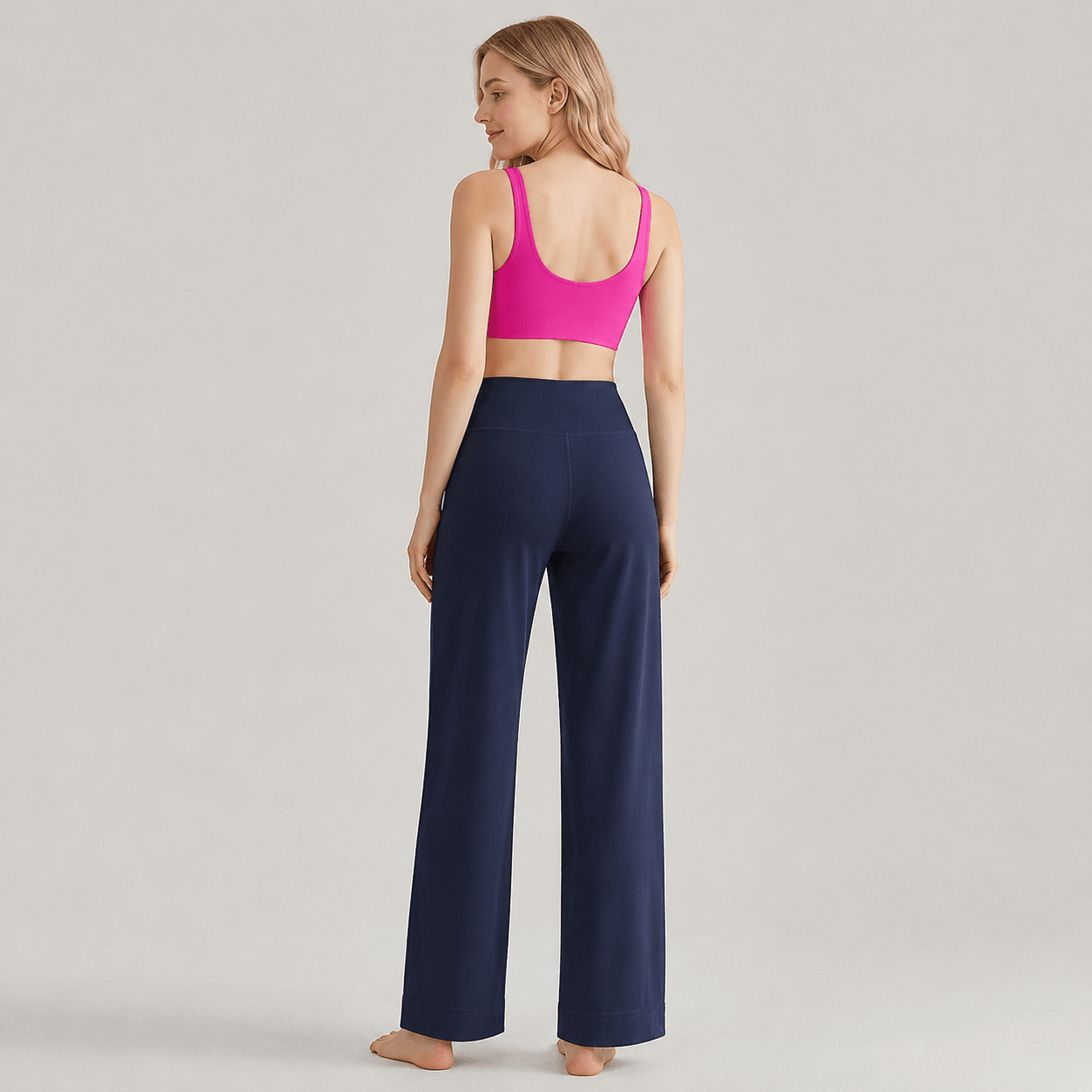 Women's Straight Leg Yoga Pants - Stretch Pull-On Pants Black by MAGCOMSEN