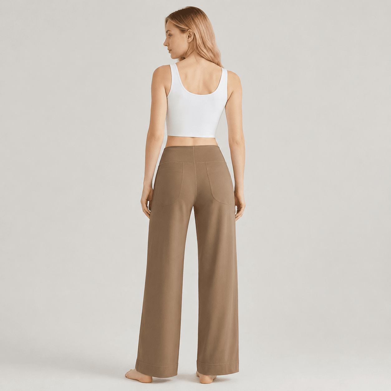 Women's Straight Leg Yoga Pants - Stretch Pull-On Pants Grey by MAGCOMSEN