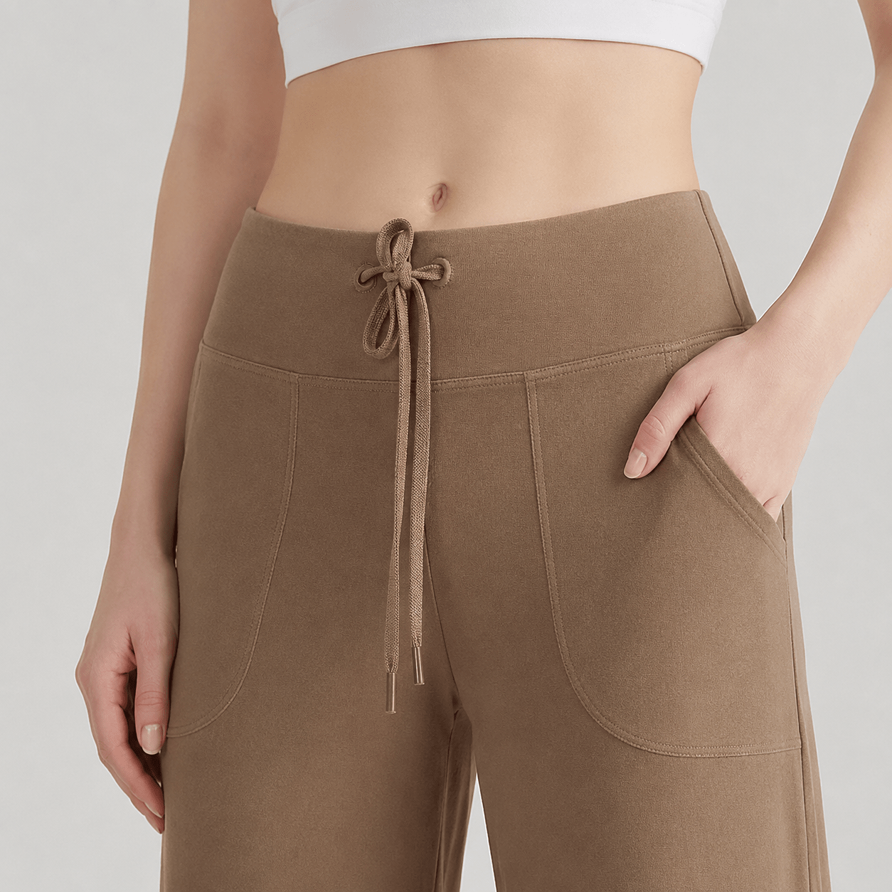 Women's Straight Leg Yoga Pants - Stretch Pull-On Pants Grey by MAGCOMSEN