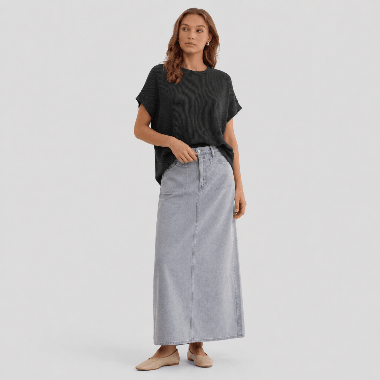 Women's Textured Short Sleeve Top - Lightweight Everyday Tee Dark Grey by MAGCOMSEN