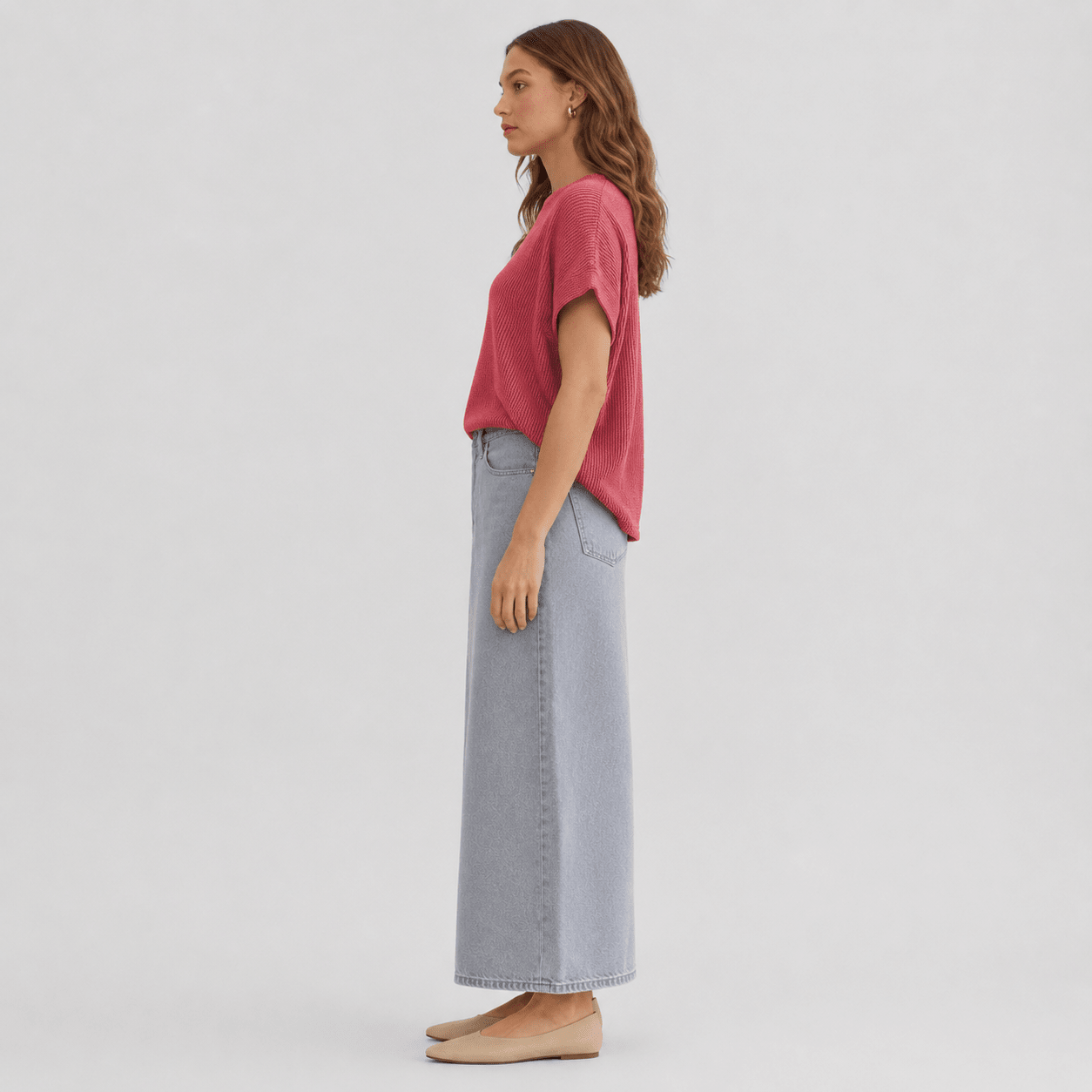 Women's Textured Short Sleeve Top - Lightweight Everyday Tee Red by MAGCOMSEN