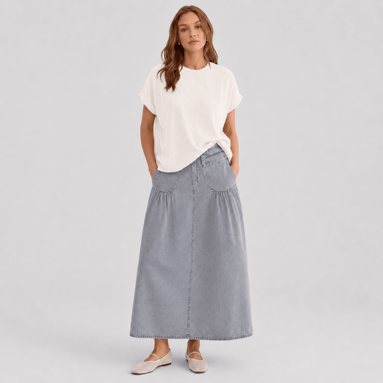 Women's Textured Short Sleeve Top - Lightweight Everyday Tee White by MAGCOMSEN