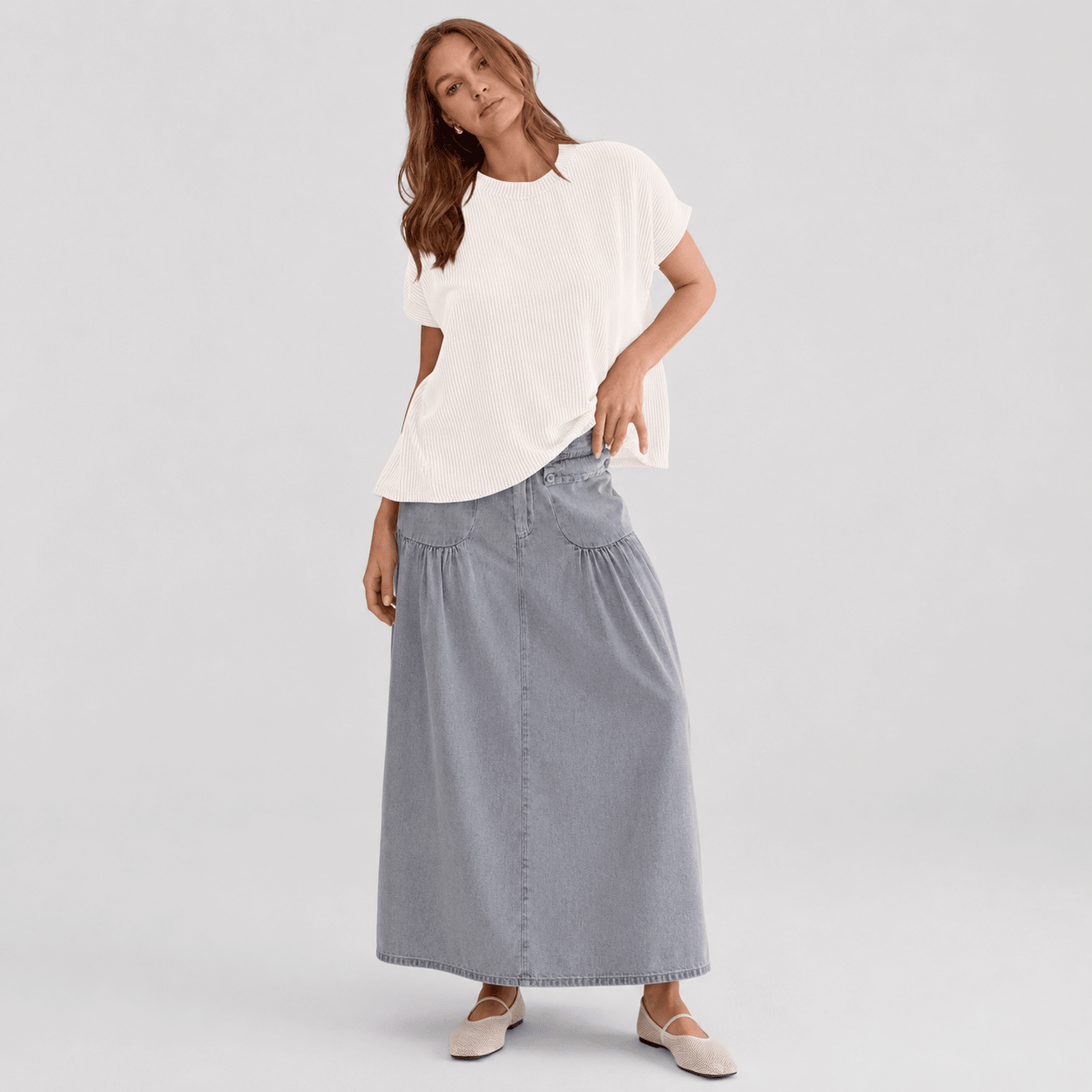 Women's Textured Short Sleeve Top - Lightweight Everyday Tee White by MAGCOMSEN