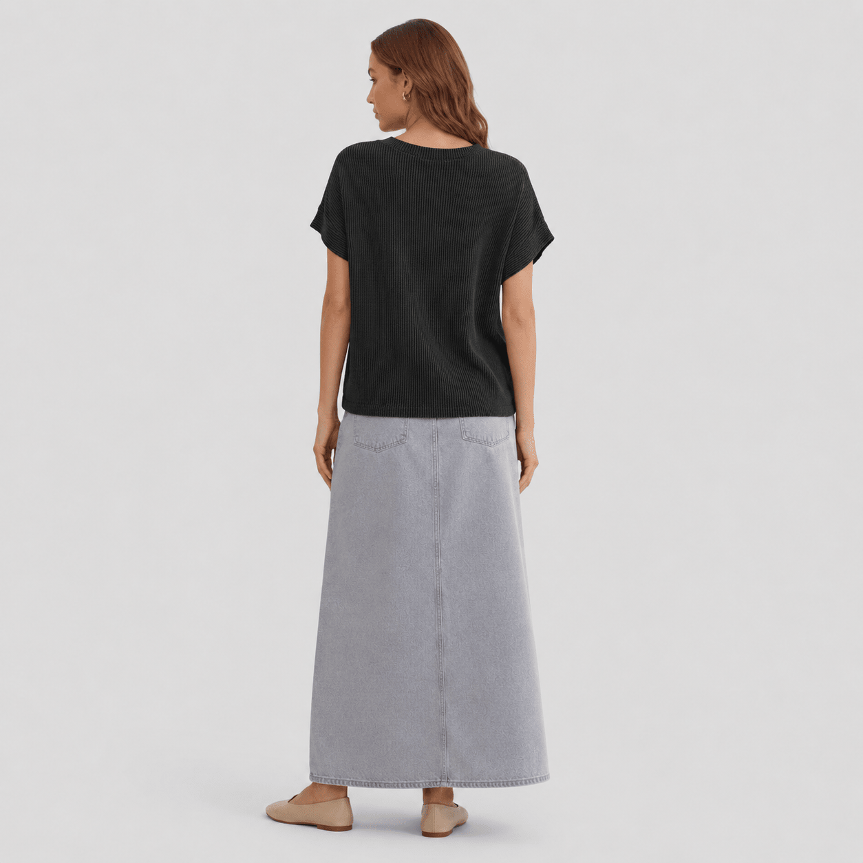 Women's Textured Short Sleeve Top - Lightweight Everyday Tee Dark Grey by MAGCOMSEN