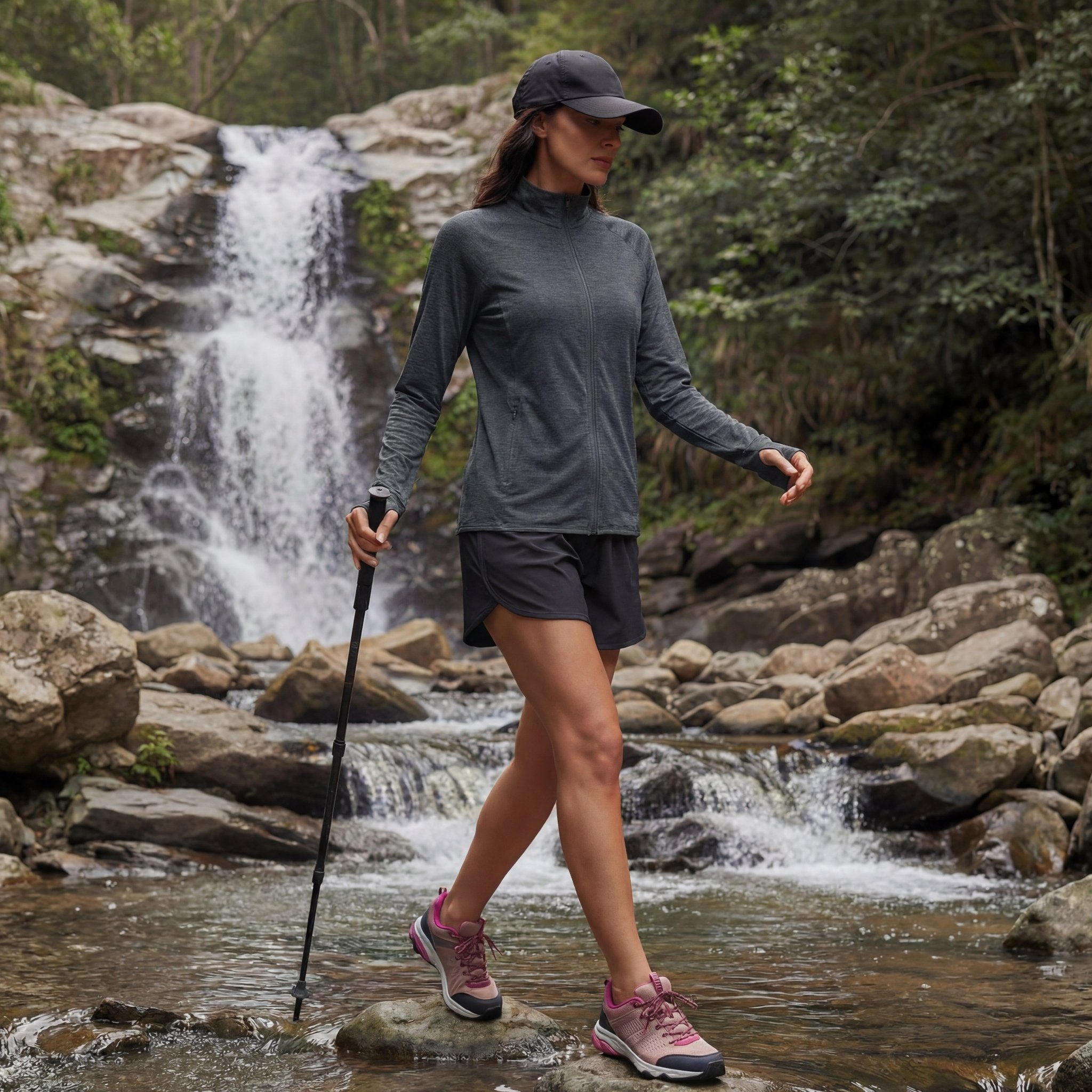 Women's UPF 50+ Full Zip Running Jacket - Lightweight Sun Protection Top Black by MAGCOMSEN