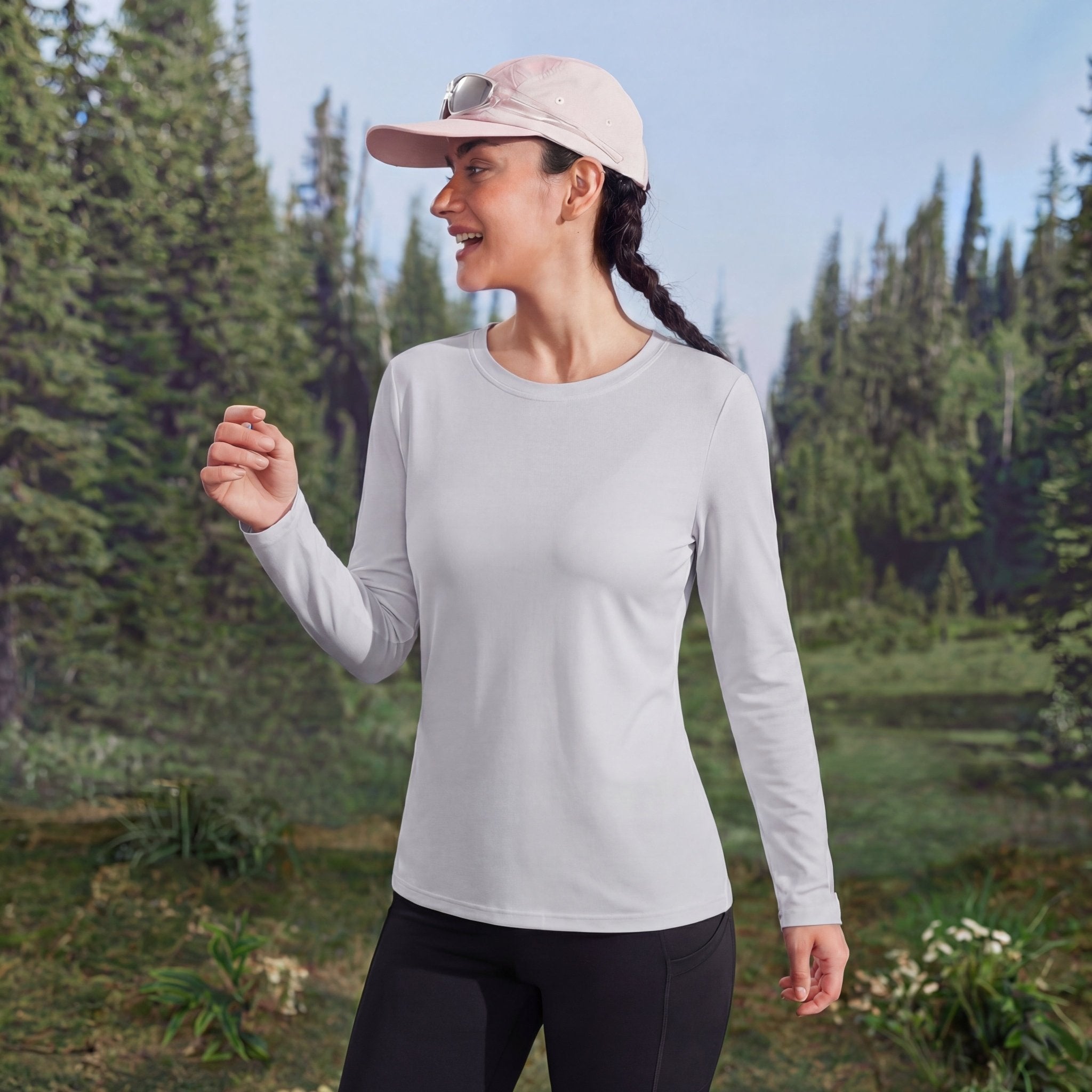 Women's UPF 80+ Long Sleeve Sun Protection Quick-Dry Shirt White by MAGCOMSEN #Color_Light Grey