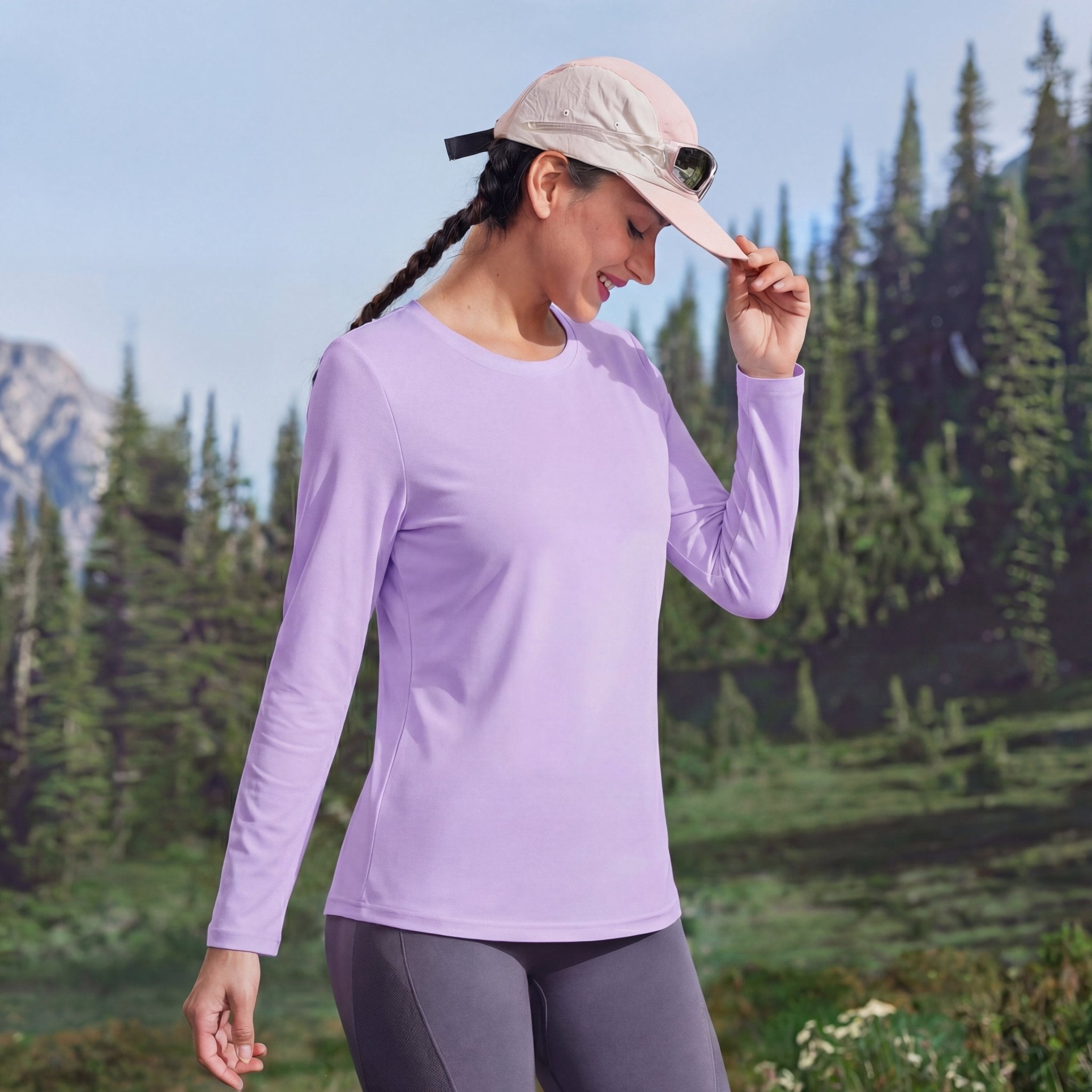 Women's UPF 80+ Long Sleeve Sun Protection Quick-Dry Shirt White by MAGCOMSEN #Color_Light Purple