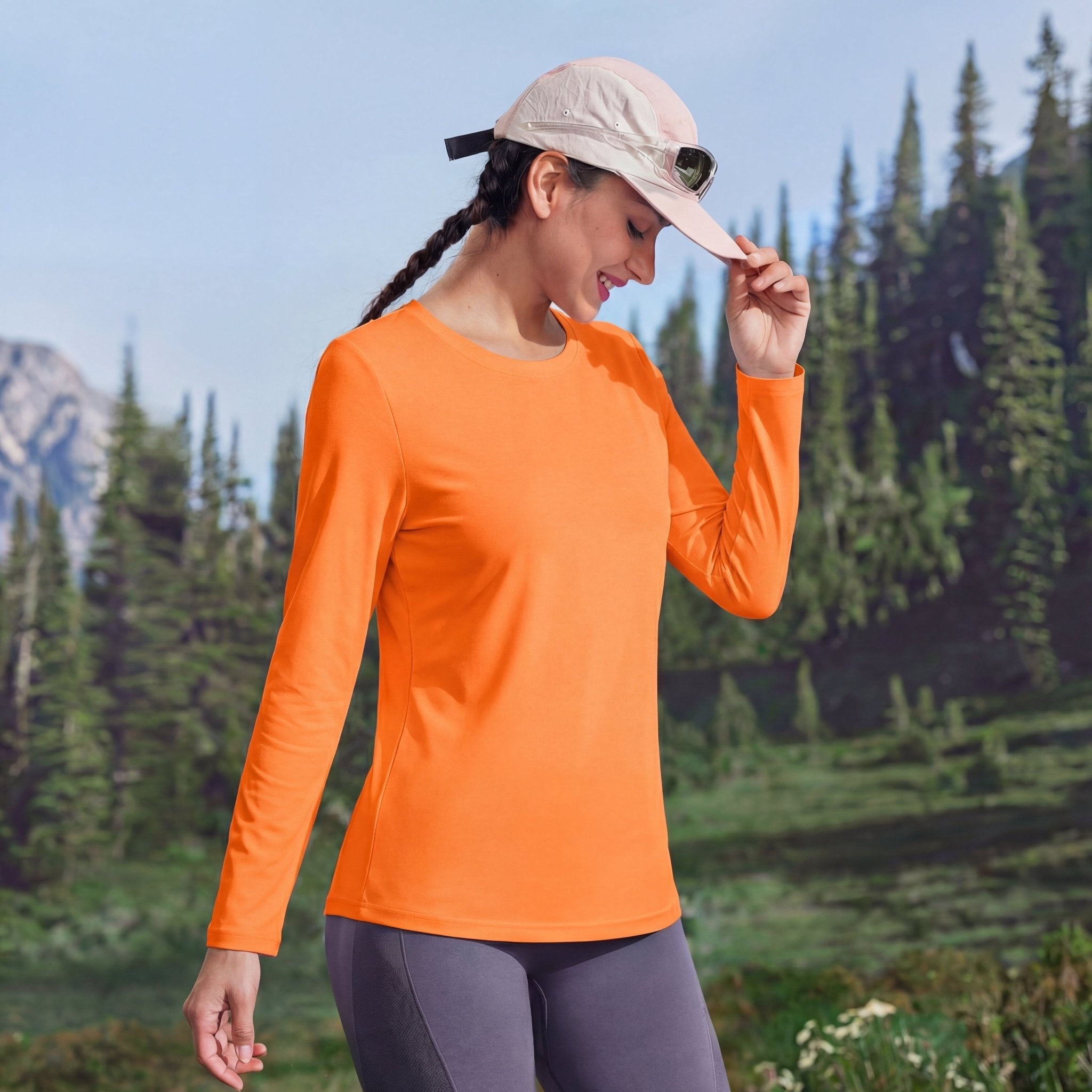 Women's UPF 80+ Long Sleeve Sun Protection Quick-Dry Shirt White by MAGCOMSEN #Color_Bright Orange