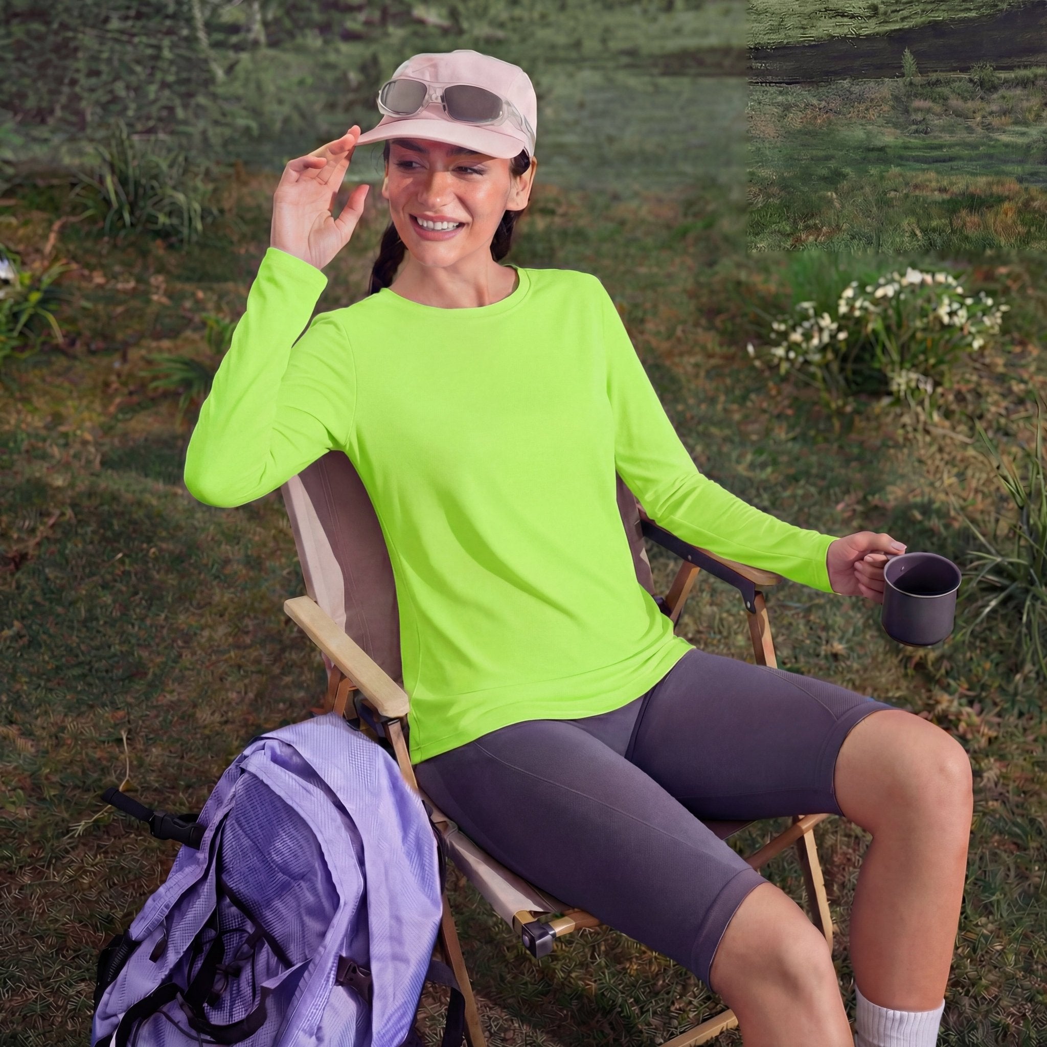 Women's UPF 80+ Long Sleeve Sun Protection Quick-Dry Shirt White by MAGCOMSEN #Color_Bright Green