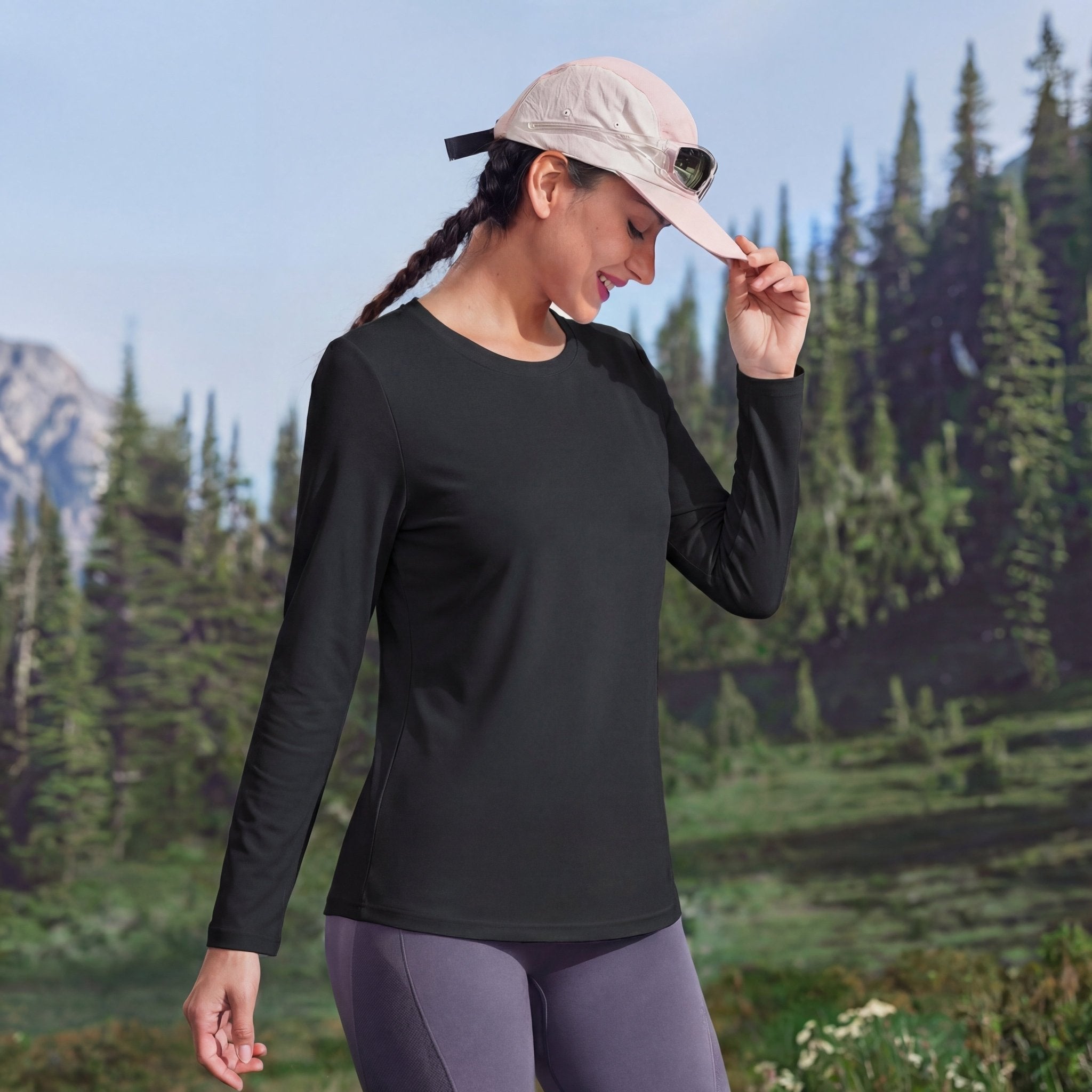 Women's UPF 80+ Long Sleeve Sun Protection Quick-Dry Shirt White by MAGCOMSEN #Color_Black