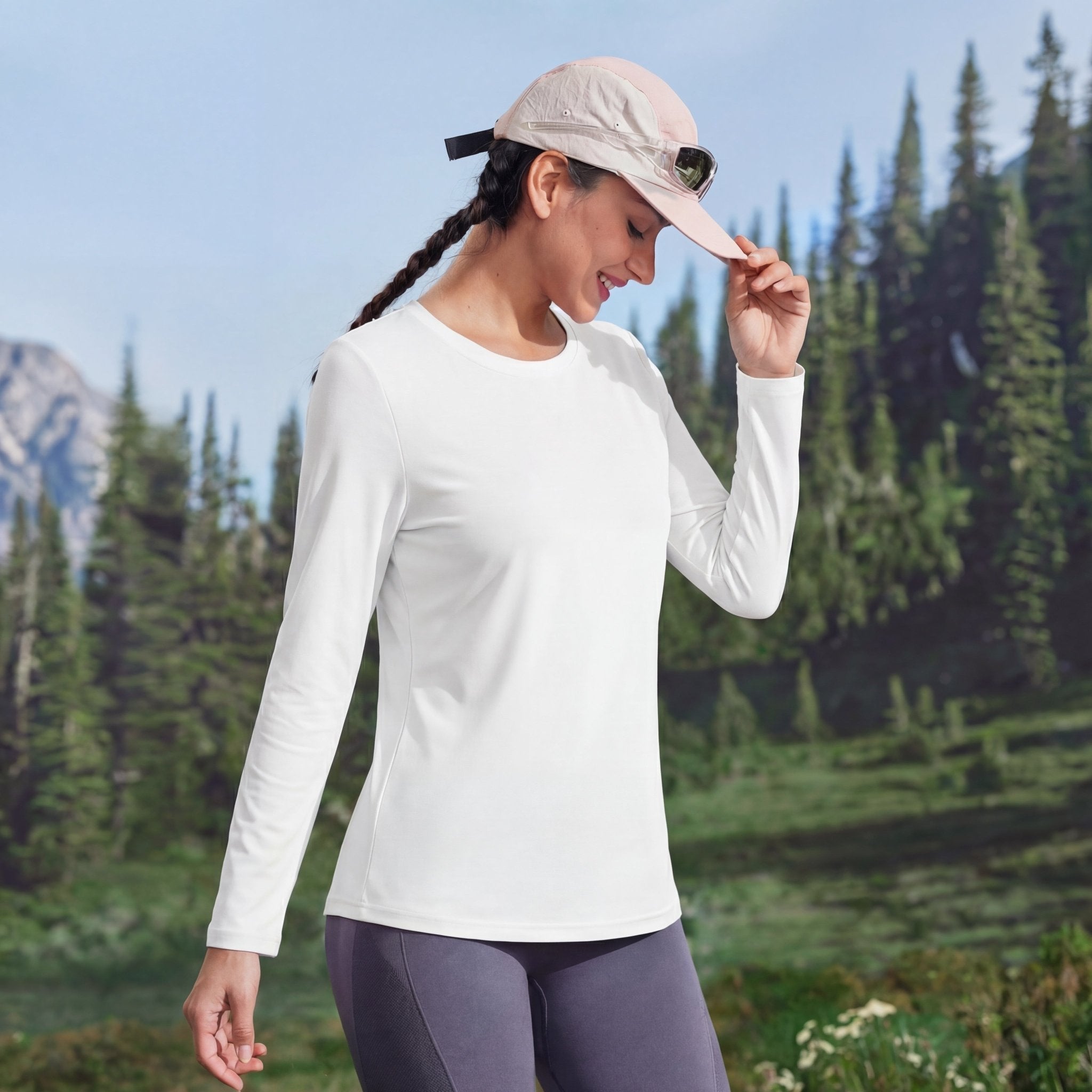 Women's UPF 80+ Long Sleeve Sun Protection Quick-Dry Shirt White by MAGCOMSEN #Color_White