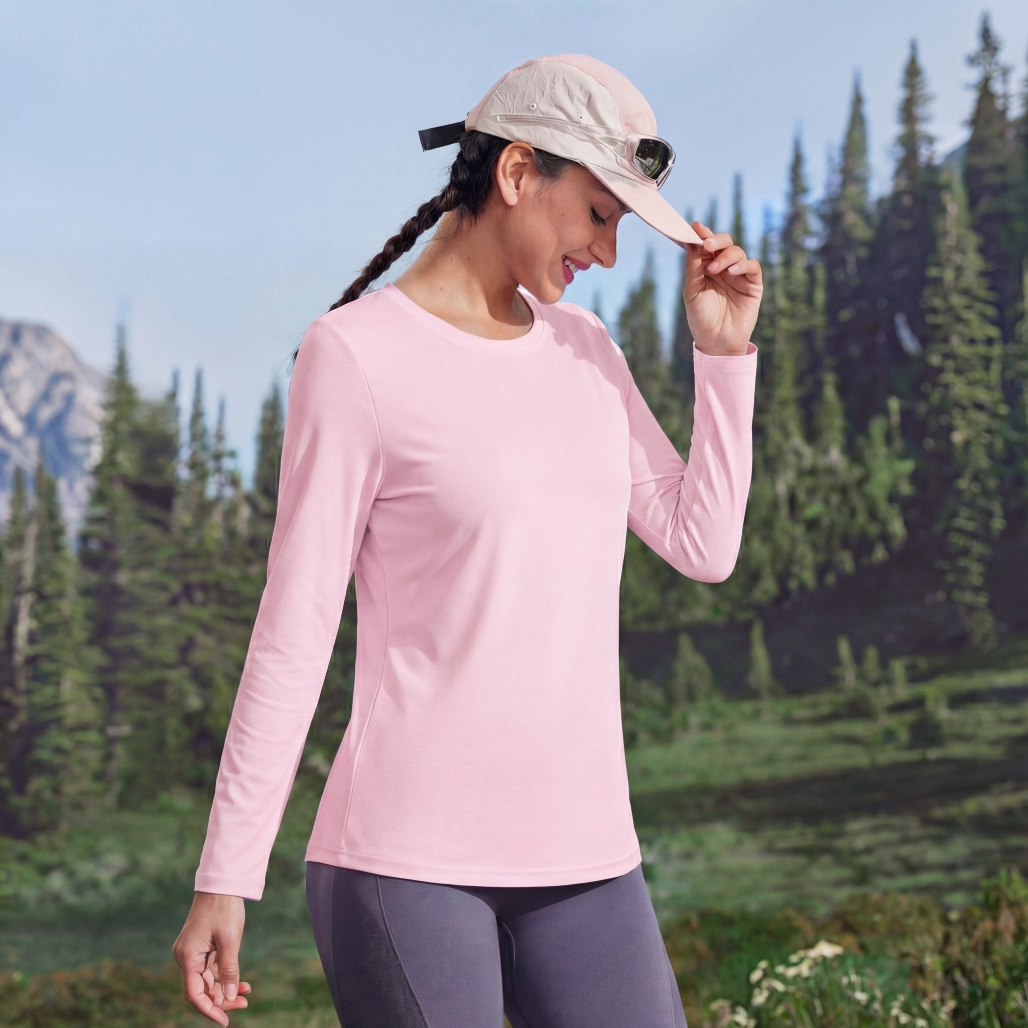 Women's UPF 80+ Long Sleeve Sun Protection Quick-Dry Shirt White by MAGCOMSEN #Color_Light Pink