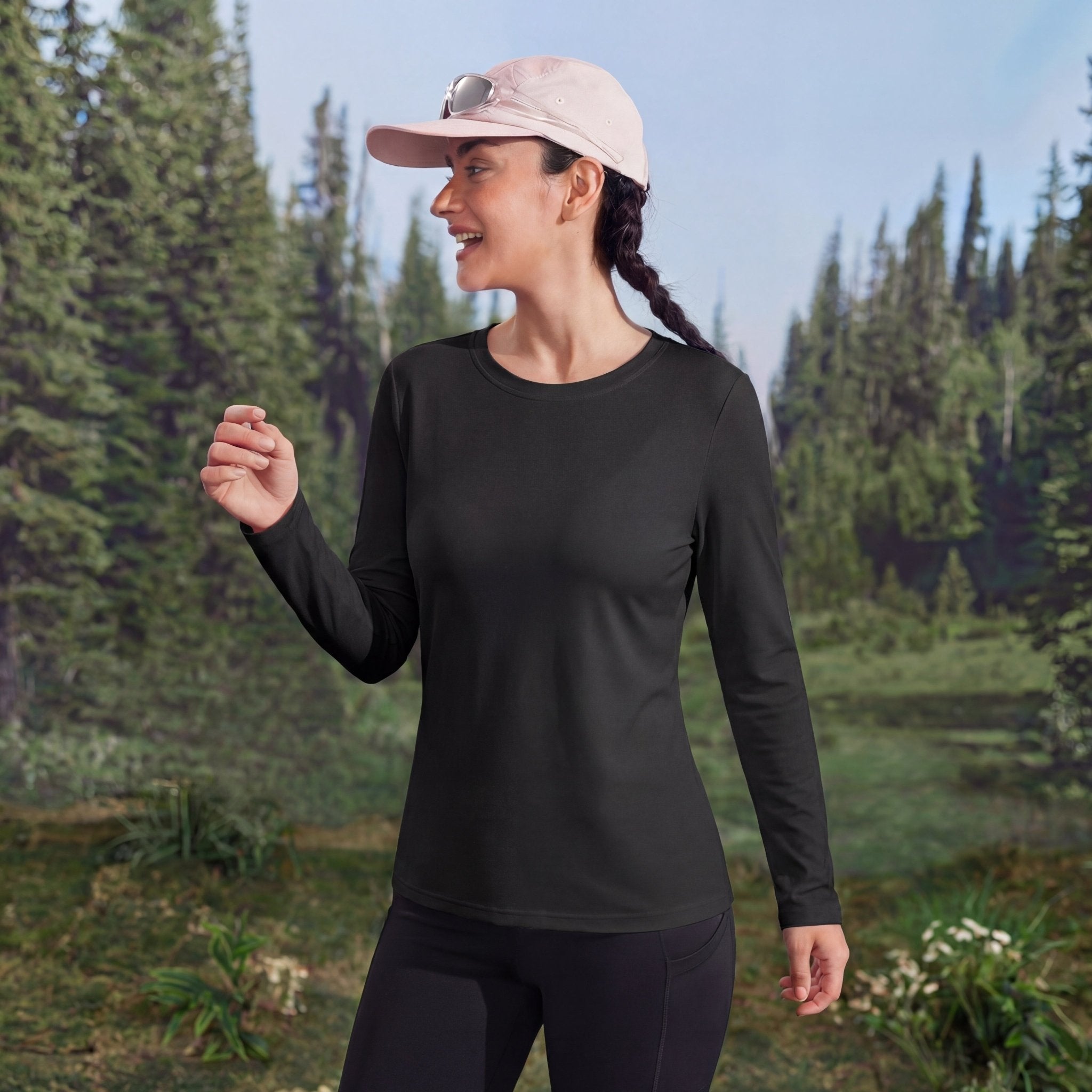 Women's UPF 80+ Long Sleeve Sun Protection Quick-Dry Shirt White by MAGCOMSEN #Color_Black