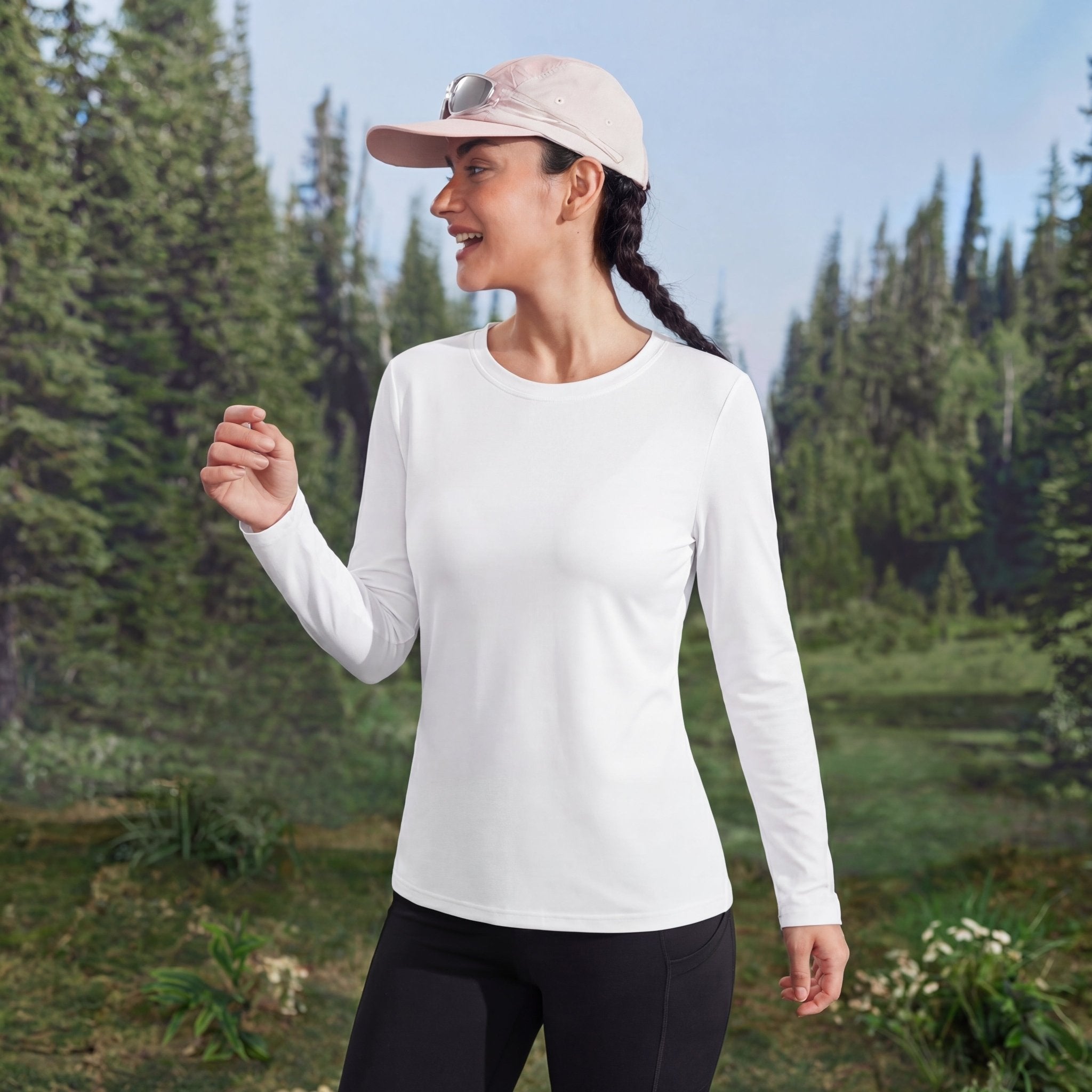 Women's UPF 80+ Long Sleeve Sun Protection Quick-Dry Shirt White by MAGCOMSEN #Color_White