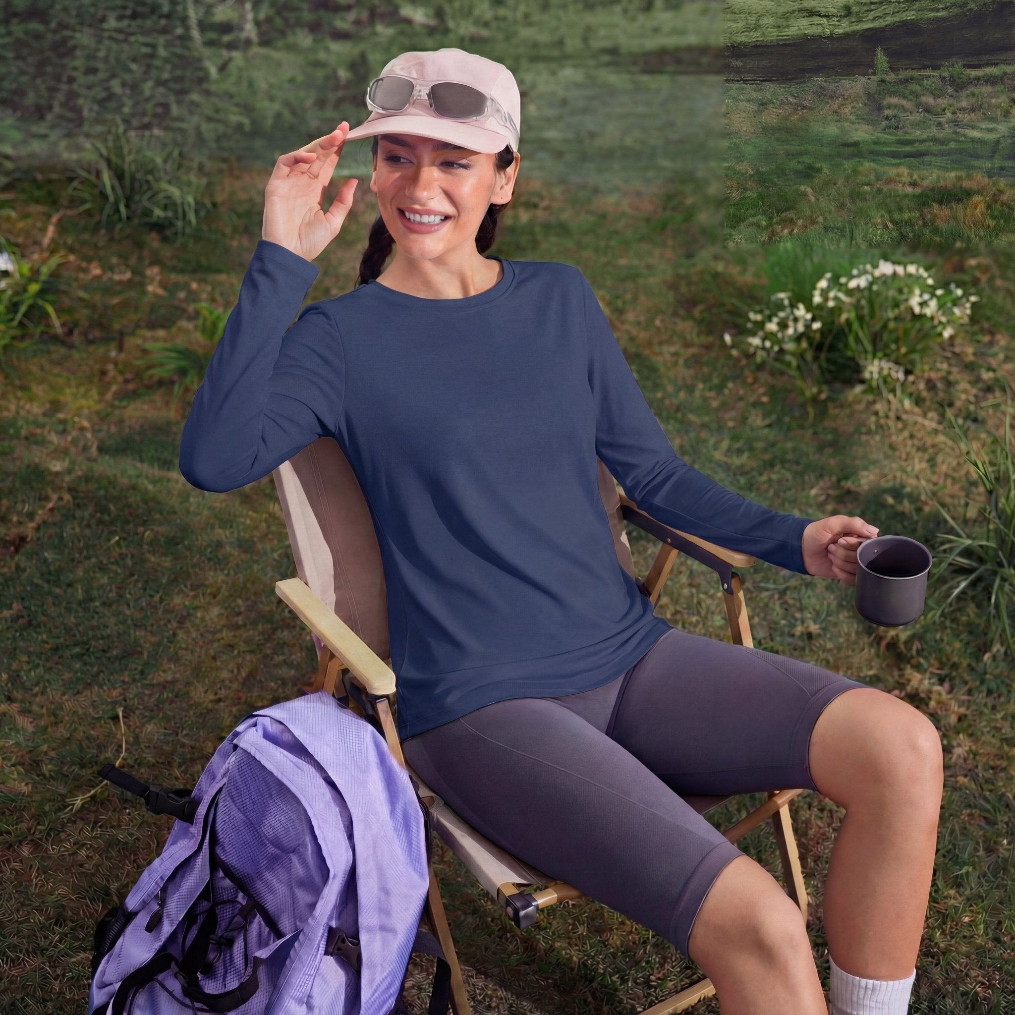 Women's UPF 80+ Long Sleeve Sun Protection Quick-Dry Shirt White by MAGCOMSEN  #Color_Navy