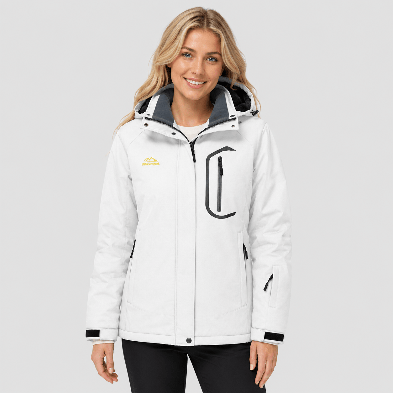 Women's Waterproof Ski Jacket - Insulated Winter Snow Coat with Hood White by MAGCOMSEN