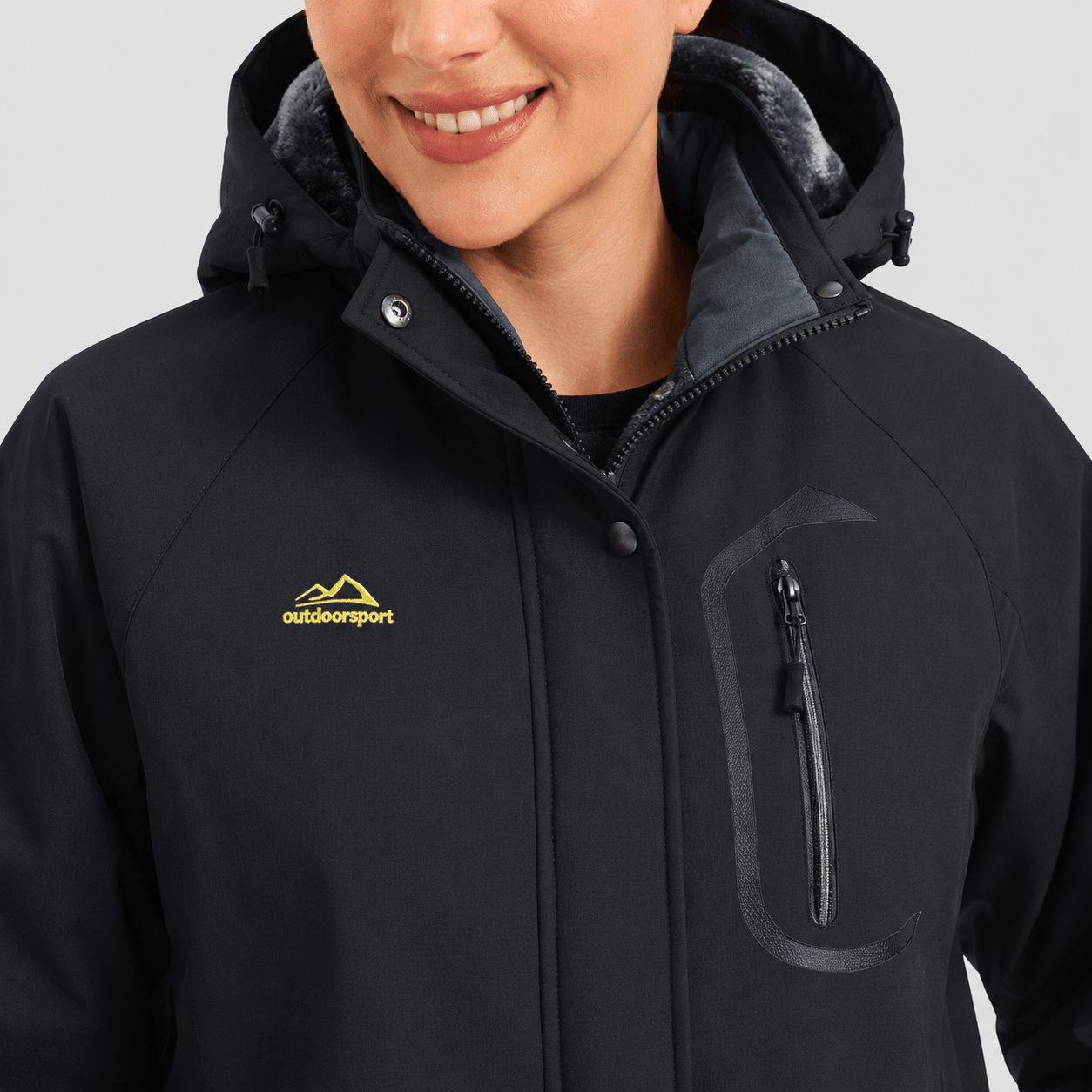 Women's Waterproof Ski Jacket - Insulated Winter Snow Coat with Hood Black by MAGCOMSEN