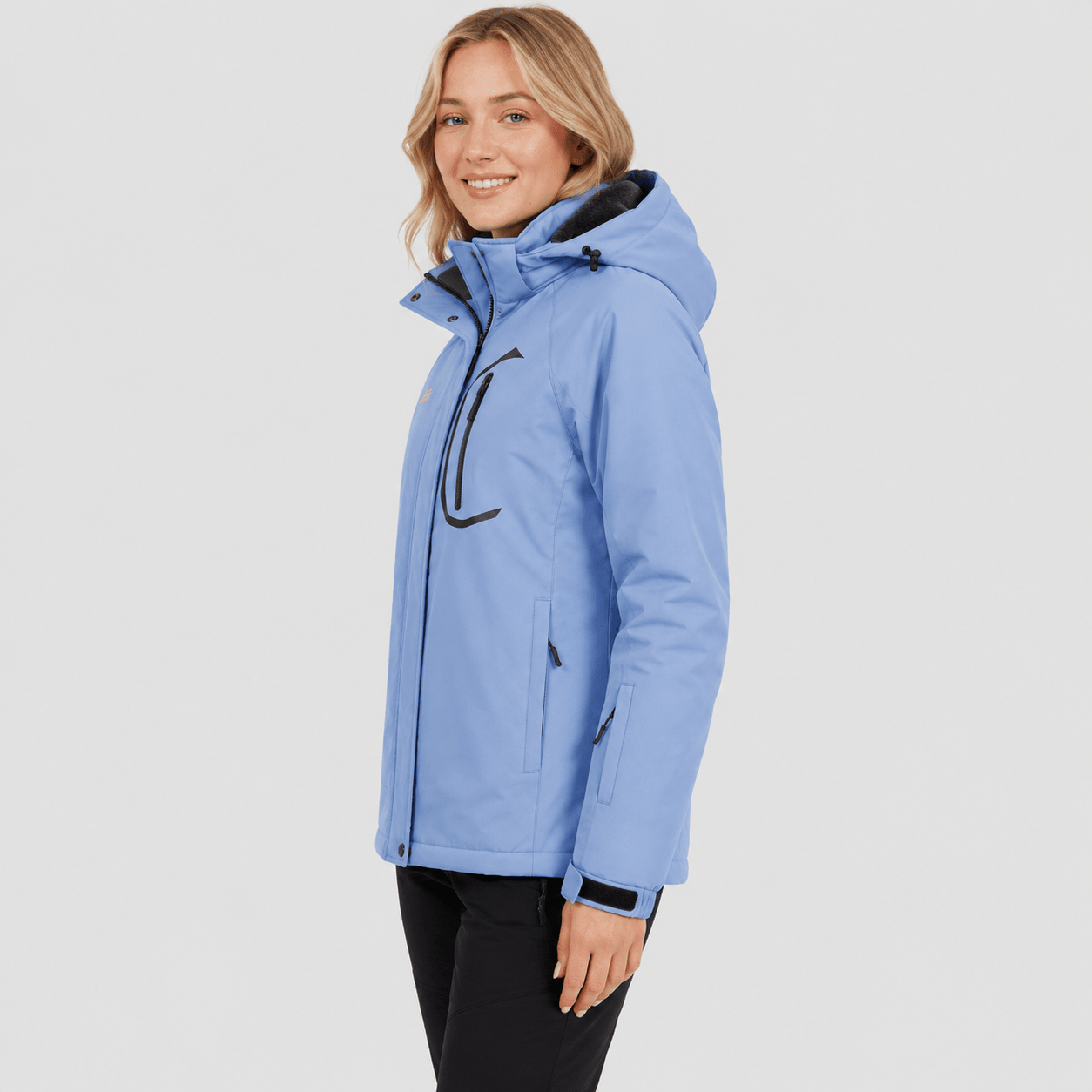 Women's Waterproof Ski Jacket - Insulated Winter Snow Coat with Hood Light Blue by MAGCOMSEN