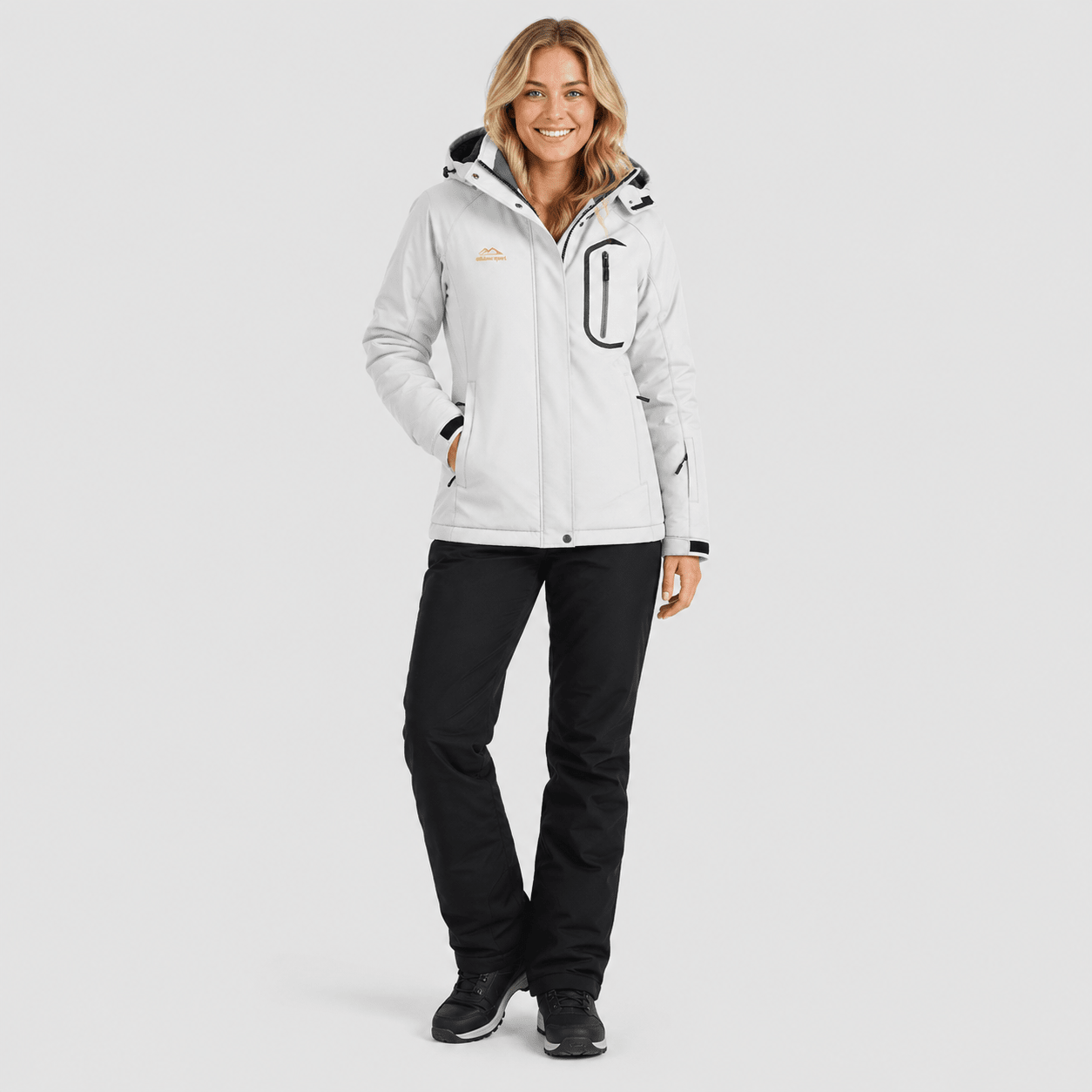Women's Waterproof Ski Jacket - Insulated Winter Snow Coat with Hood White by MAGCOMSEN