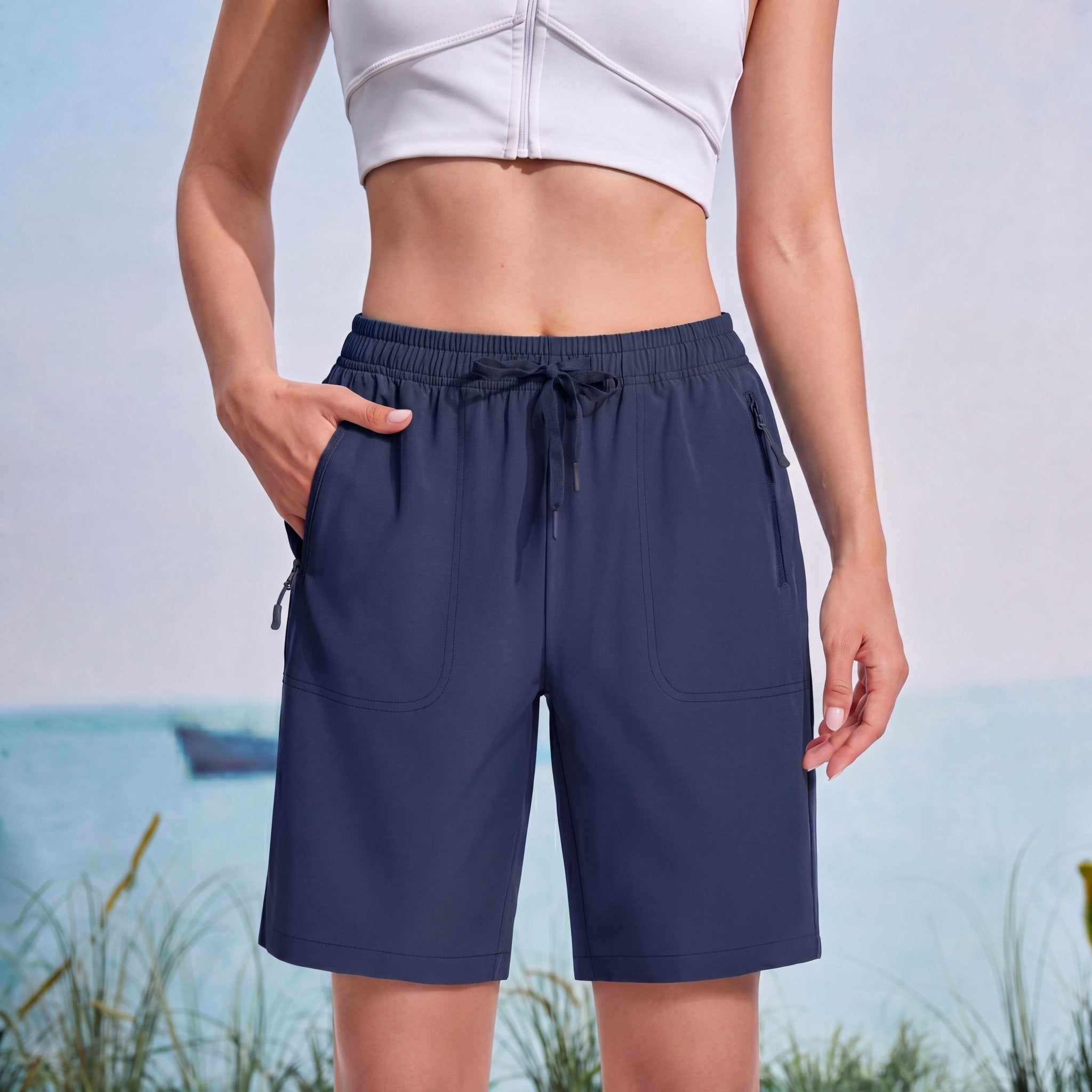 Women's Waterproof Sunprotection Lightweight Quick - Dry Hiking Shorts with 3 Pockets Navy by MAGCOMSEN