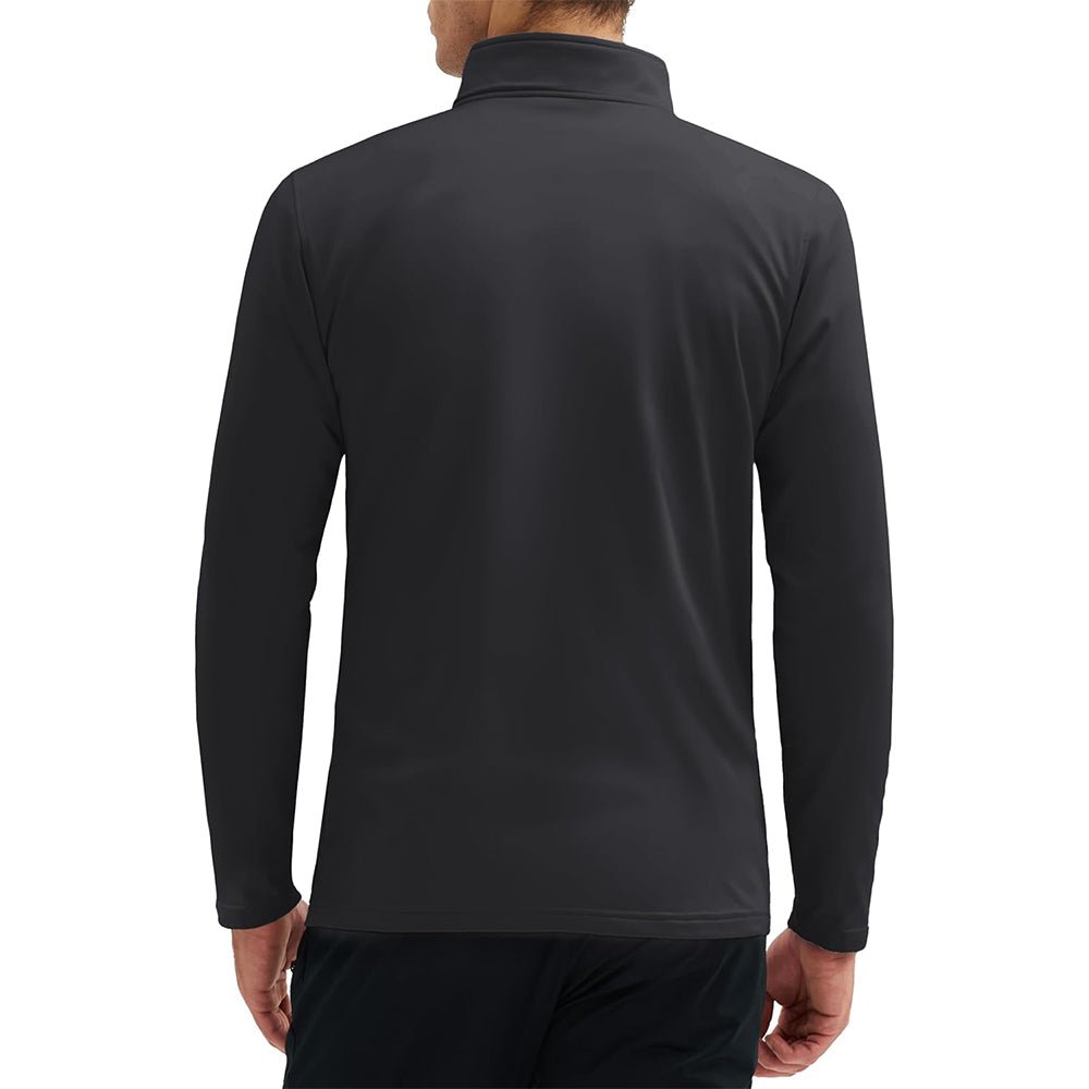 Black Men's 1/4 Zip Long Sleeve Golf Winter Pullover Fleece Lined - MAGCOMSEN