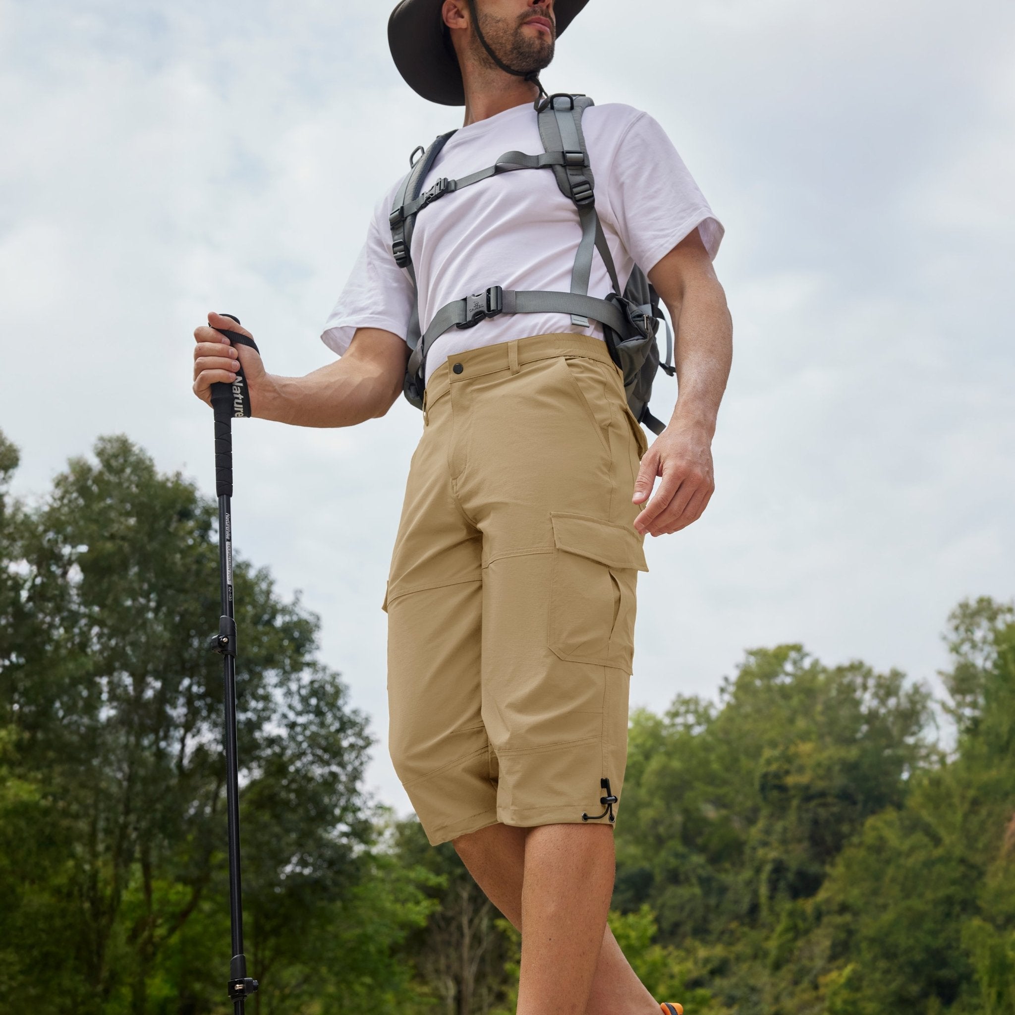 Khaki Men's 3/4 Capri Quick Dry Sports Shorts - MAGCOMSEN