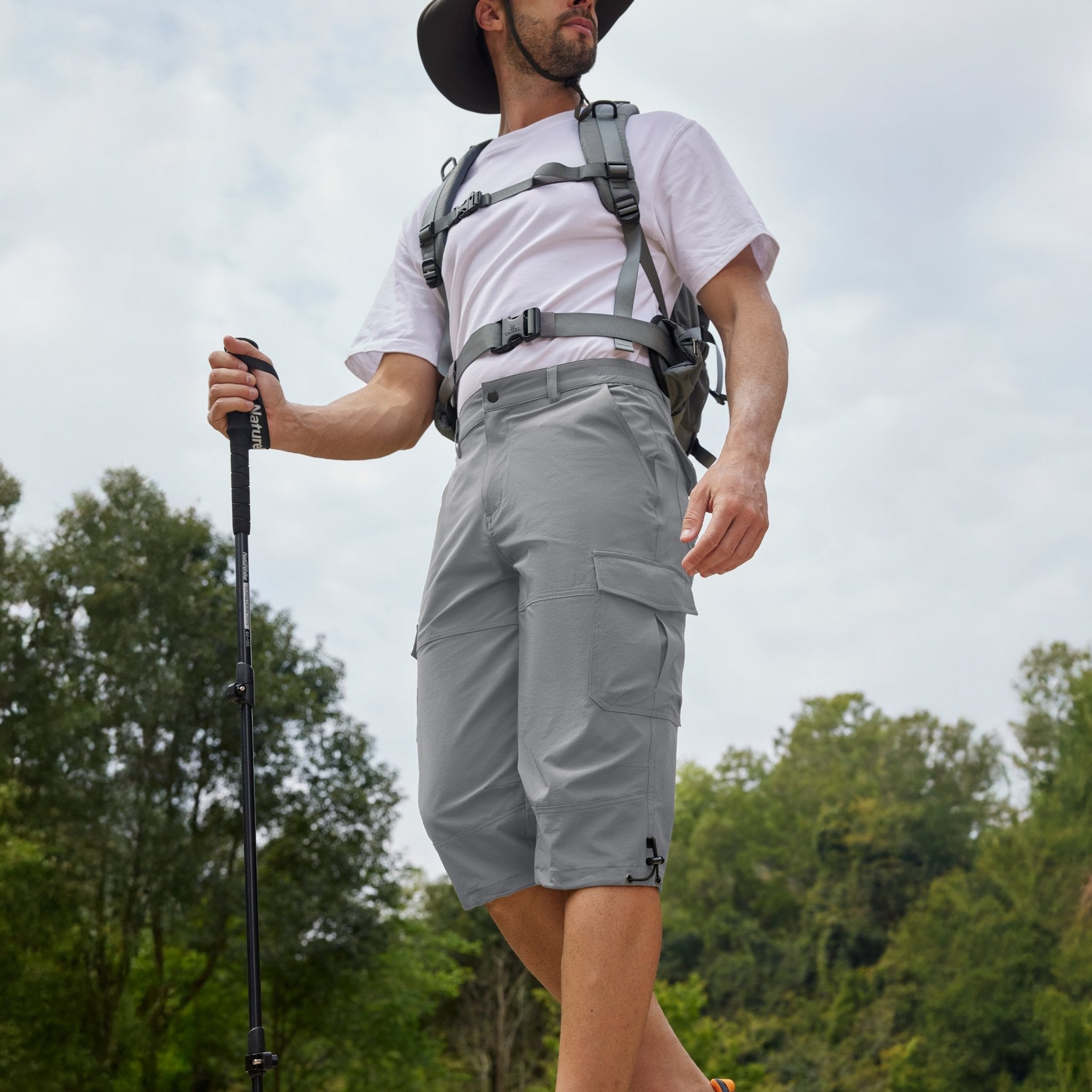 Light Grey Men's 3/4 Capri Quick Dry Sports Shorts - MAGCOMSEN
