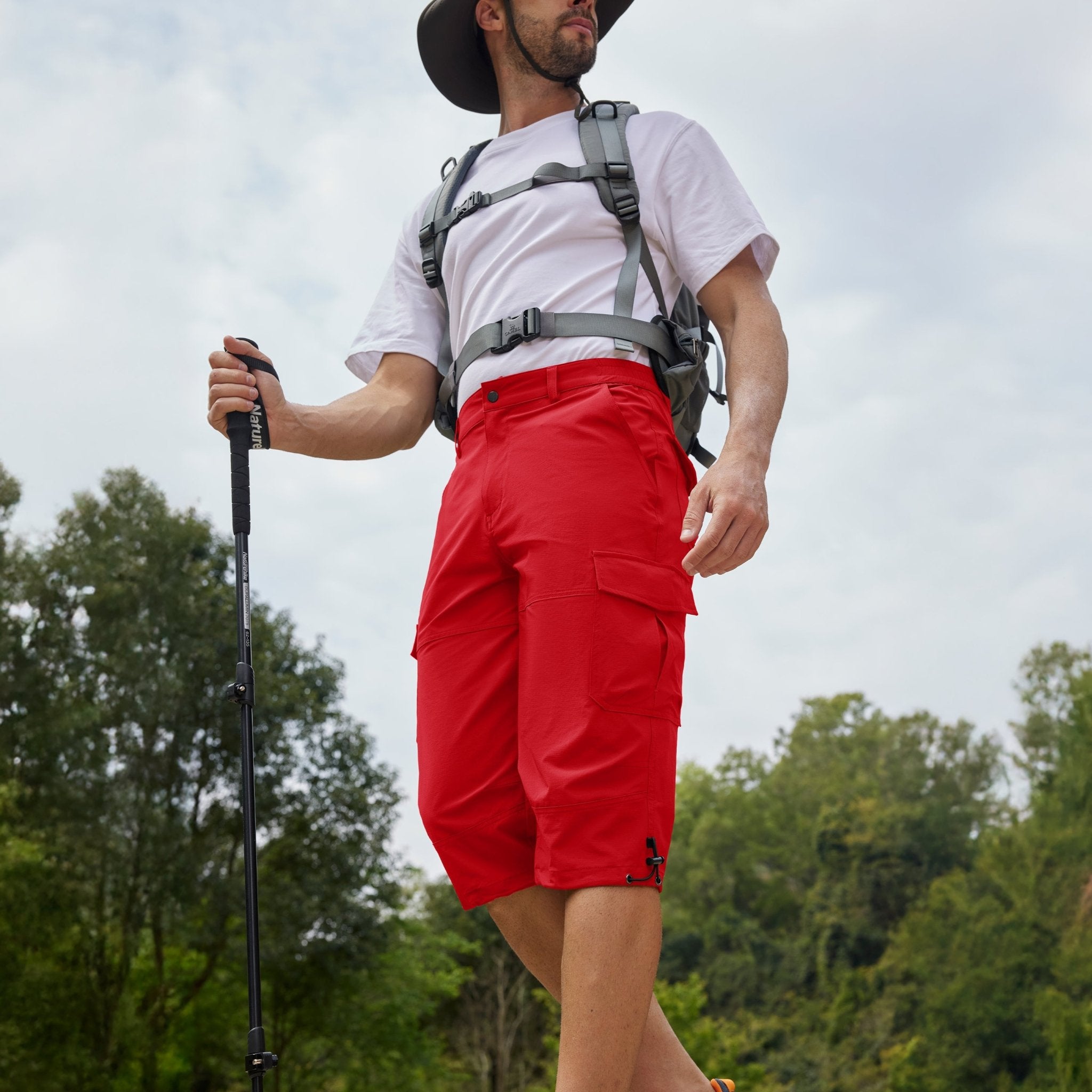 Red Men's 3/4 Capri Quick Dry Sports Shorts - MAGCOMSEN