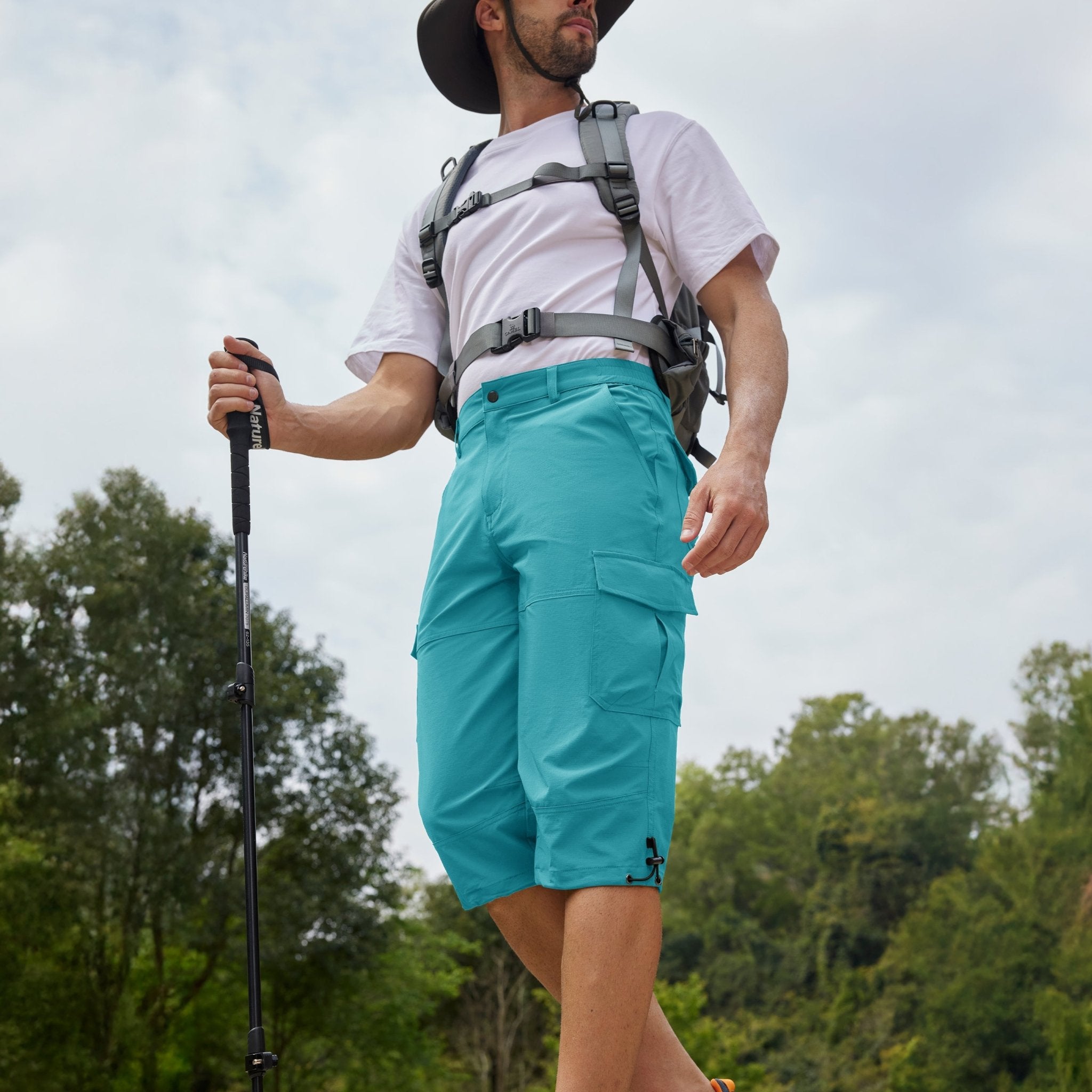 Lake Blue Men's 3/4 Capri Quick Dry Sports Shorts - MAGCOMSEN