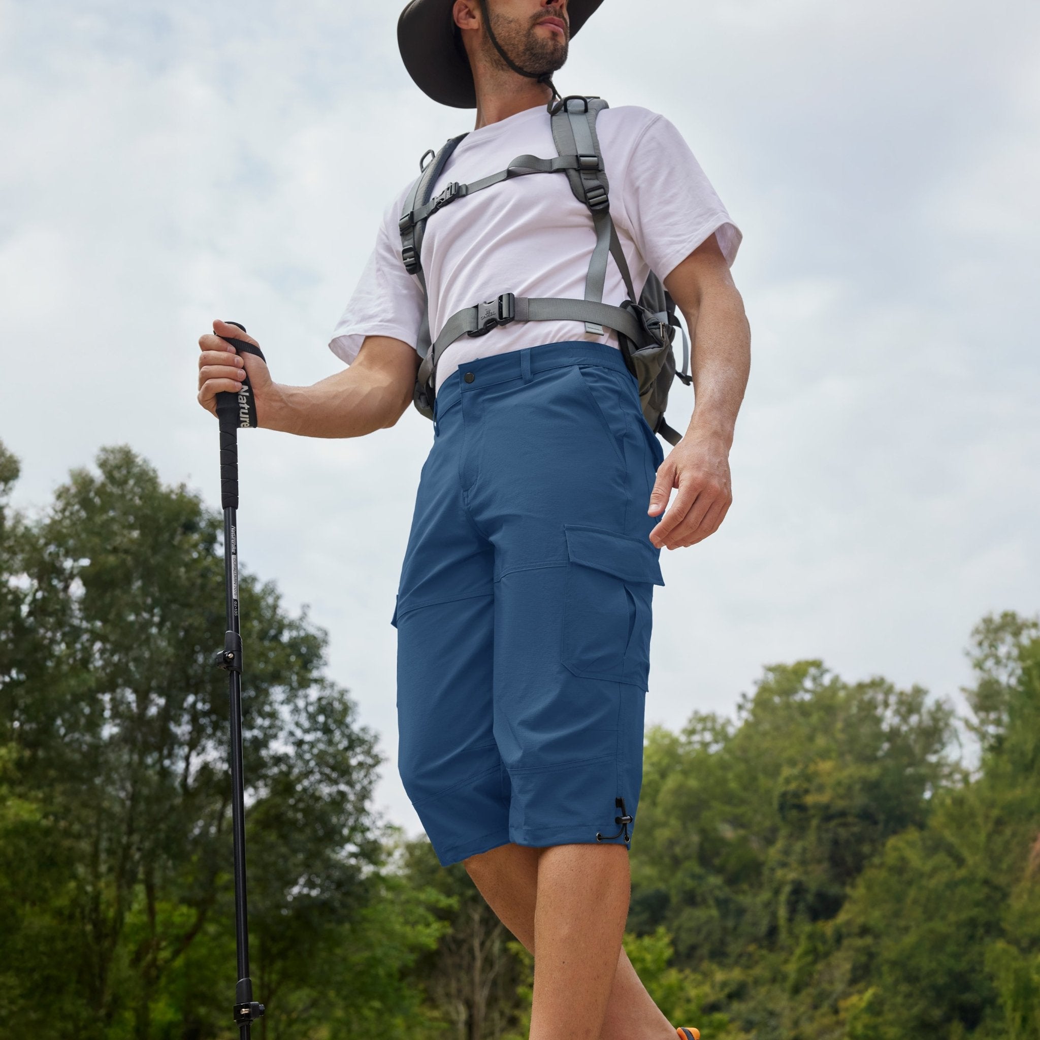 Blue Grey Men's 3/4 Capri Quick Dry Sports Shorts - MAGCOMSEN