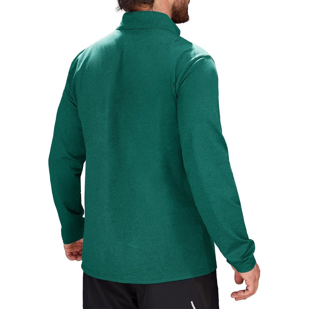 Jade Green Men's Athletic Shirt 1/4 Zip Fleece Long Sleeve Sweatshirts - MAGCOMSEN