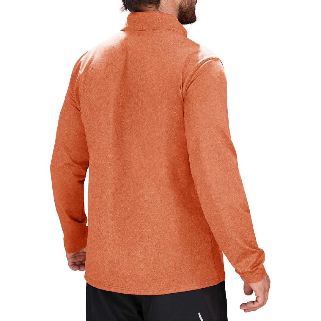Orange Men's Athletic Shirt 1/4 Zip Fleece Long Sleeve Sweatshirts - MAGCOMSEN
