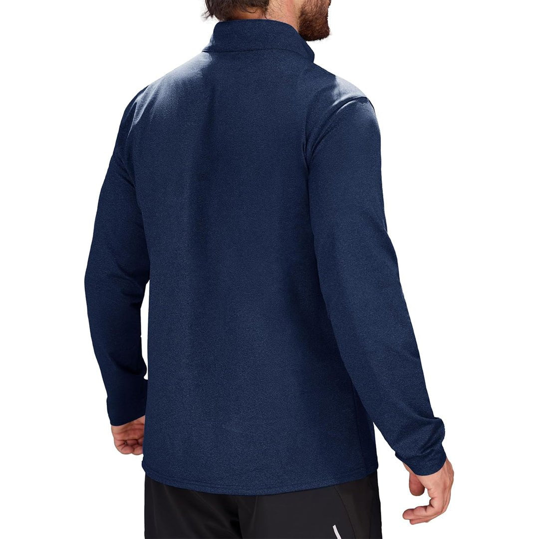Navy Men's Athletic Shirt 1/4 Zip Fleece Long Sleeve Sweatshirts - MAGCOMSEN
