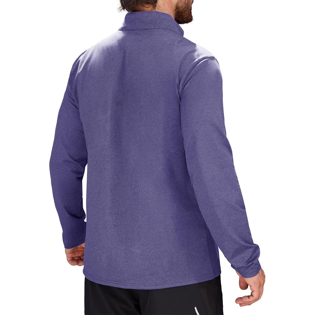 Purple Men's Athletic Shirt 1/4 Zip Fleece Long Sleeve Sweatshirts - MAGCOMSEN