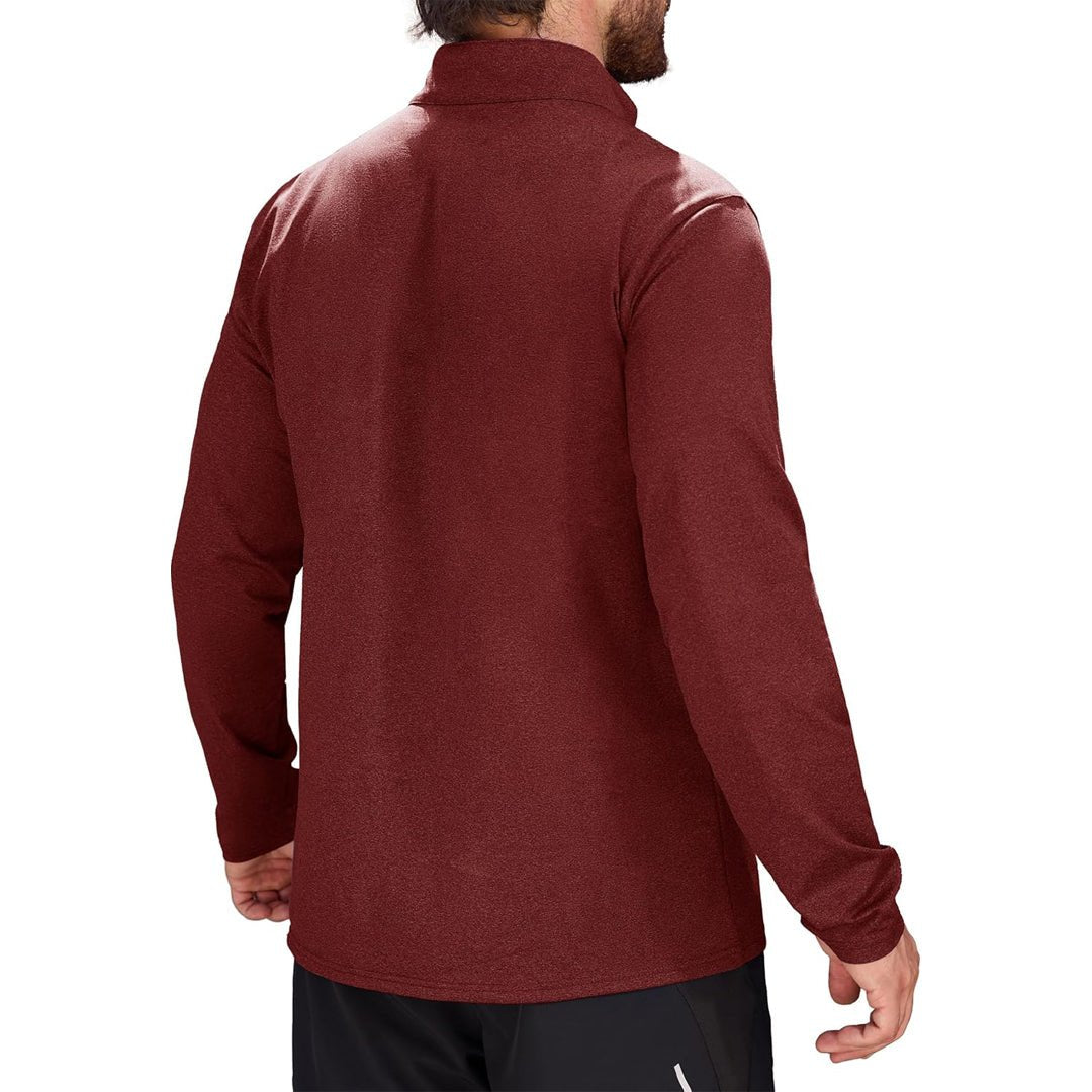 Wine Men's Athletic Shirt 1/4 Zip Fleece Long Sleeve Sweatshirts - MAGCOMSEN