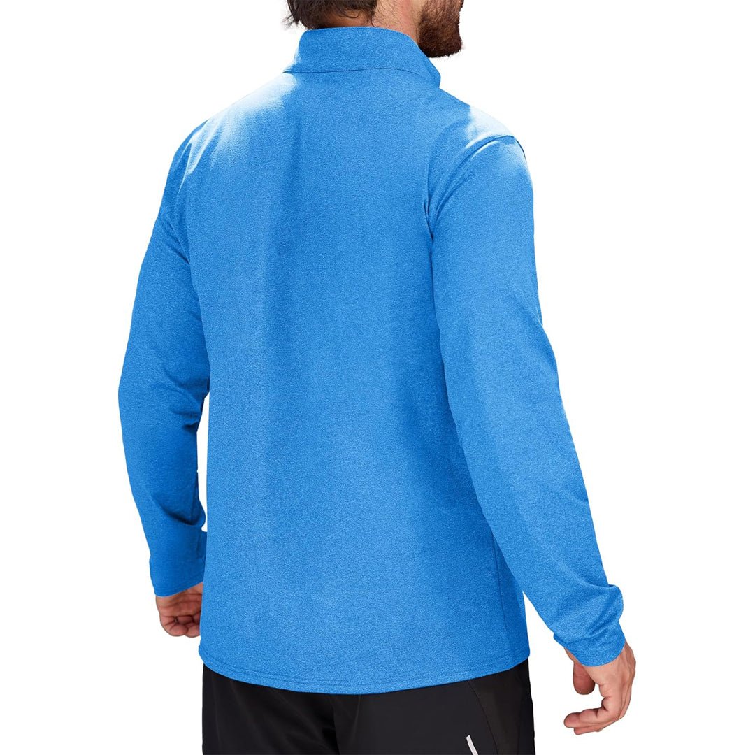 Sky Blue Men's Athletic Shirt 1/4 Zip Fleece Long Sleeve Sweatshirts - MAGCOMSEN