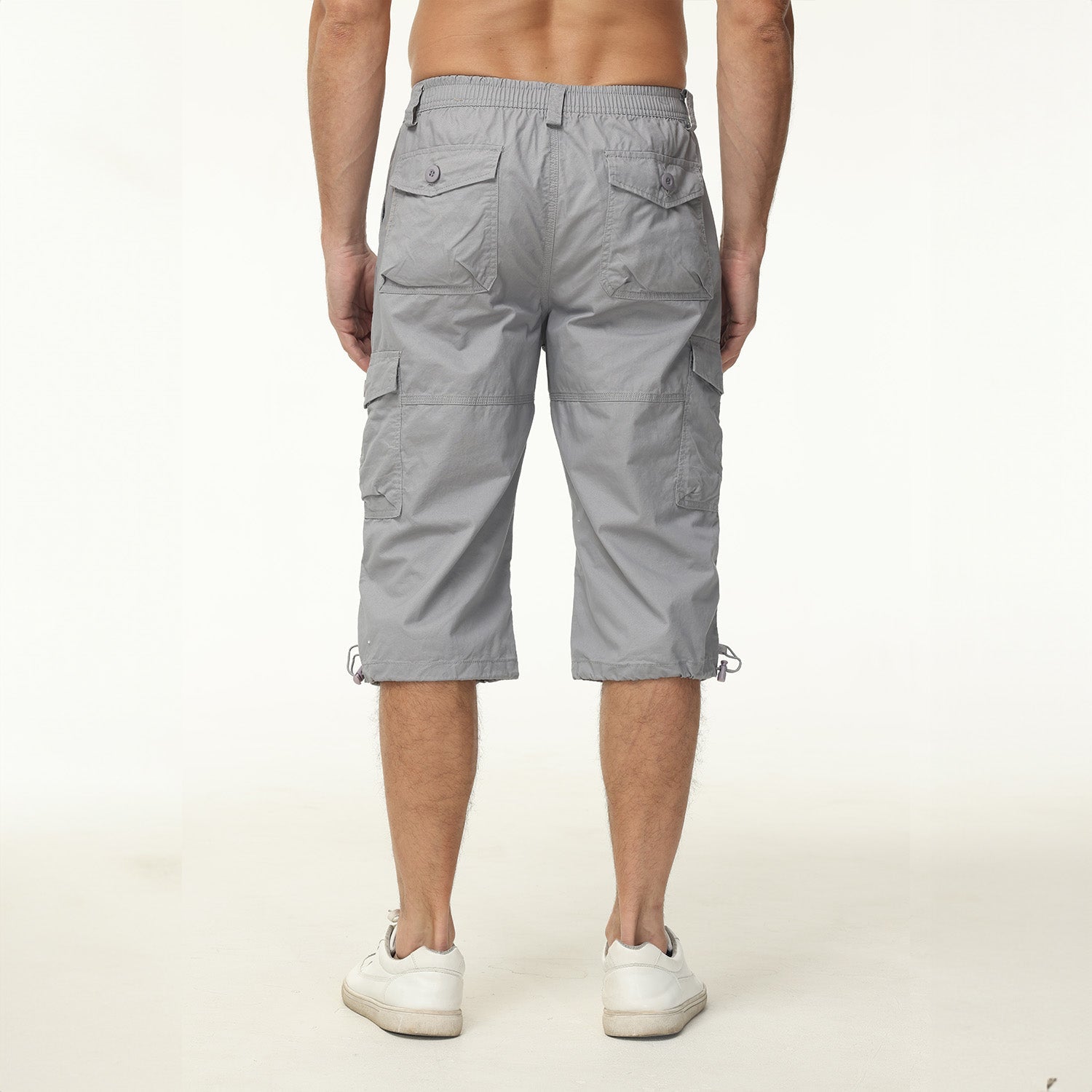 Men's Below Knee Cargo Shorts - Cotton, 7 Pockets, Work Capris - MAGCOMSEN