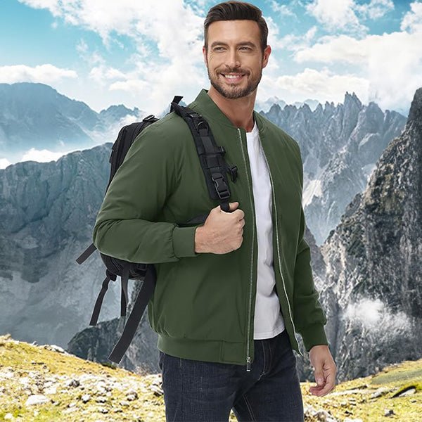Men's Bomber Jacket, Quilted & Windproof with Pockets - MAGCOMSEN
