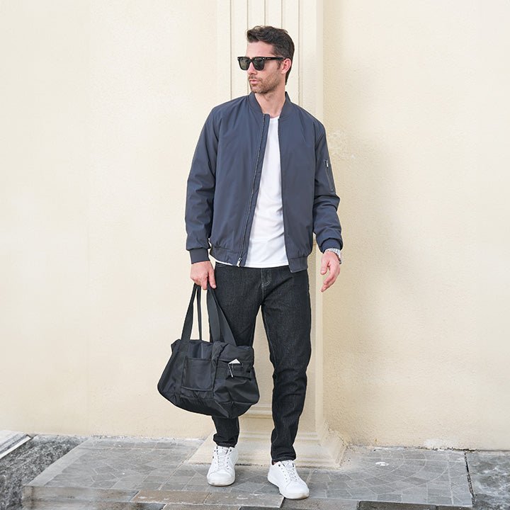 Men's Bomber Jacket, Quilted & Windproof with Pockets - MAGCOMSEN
