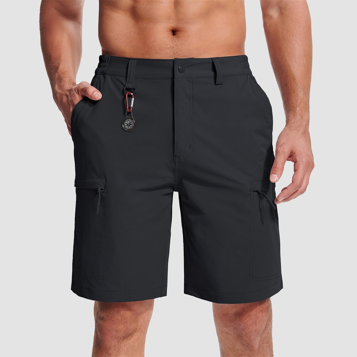 Black Men's Casual Quick-Dry 5 Pockets Cargo Short - MAGCOMSEN