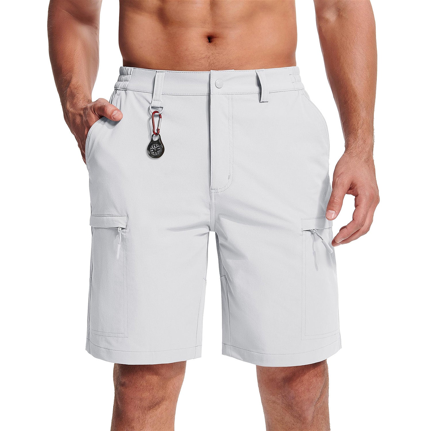 White Men's Casual Quick-Dry 5 Pockets Cargo Short - MAGCOMSEN