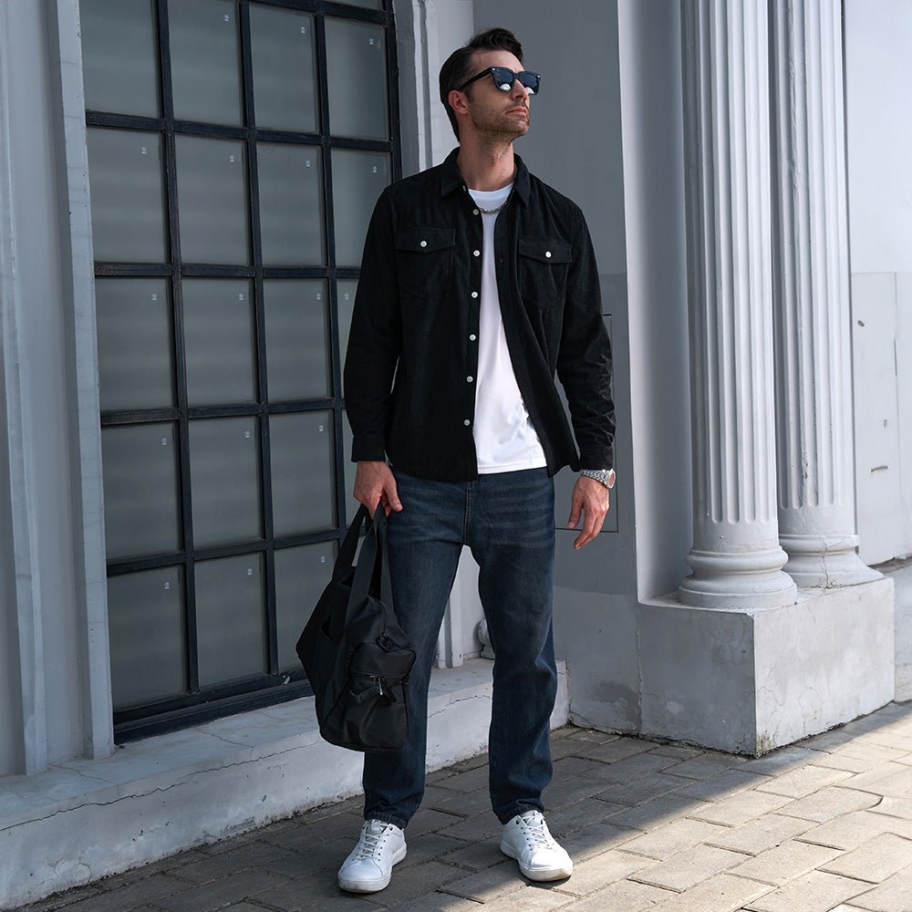 Men's Long Sleeve Corduroy Sun Protection Shirt - MAGCOMSEN