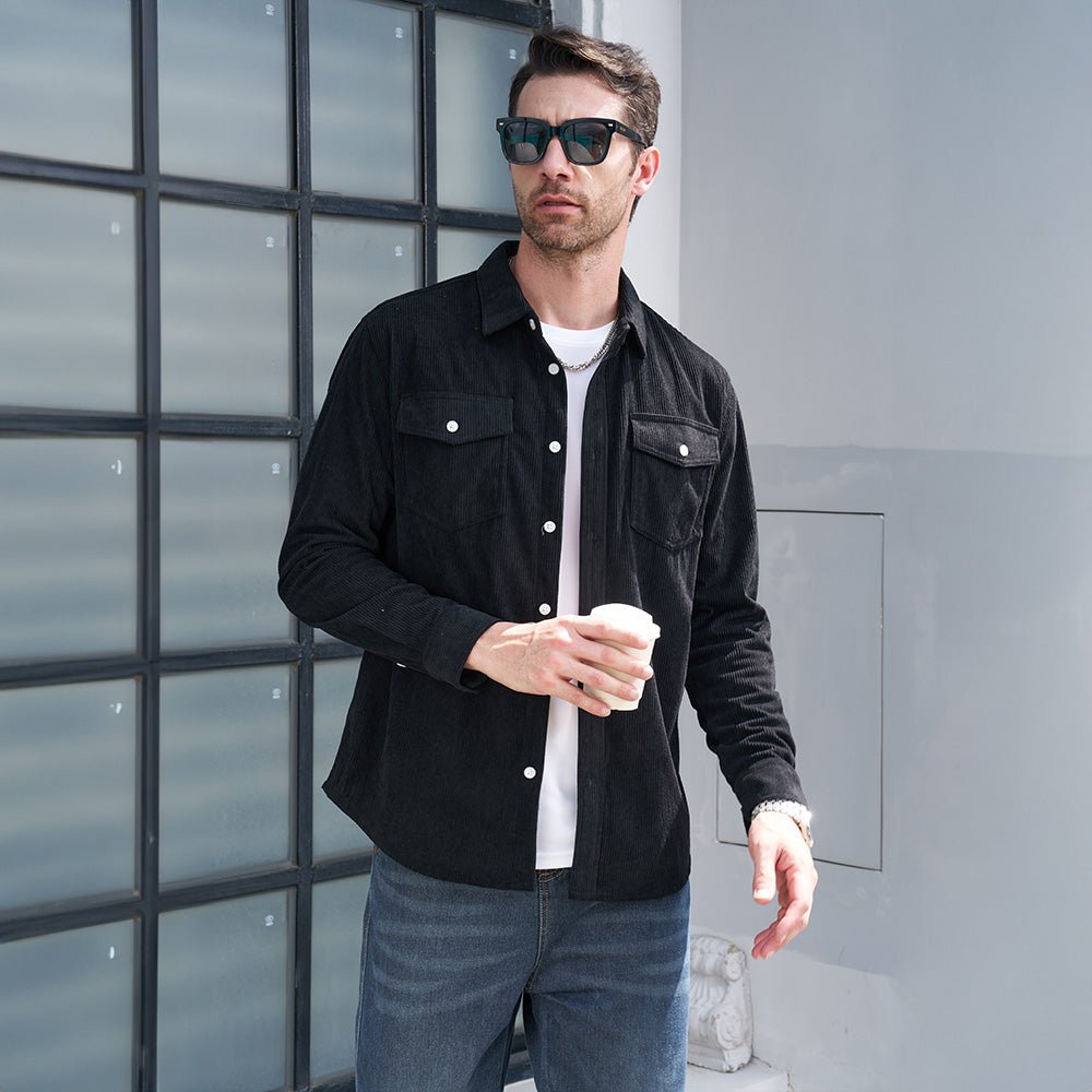 Men's Long Sleeve Corduroy Sun Protection Shirt - MAGCOMSEN