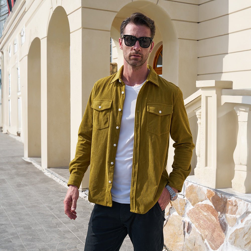 Men's Long Sleeve Corduroy Sun Protection Shirt - MAGCOMSEN