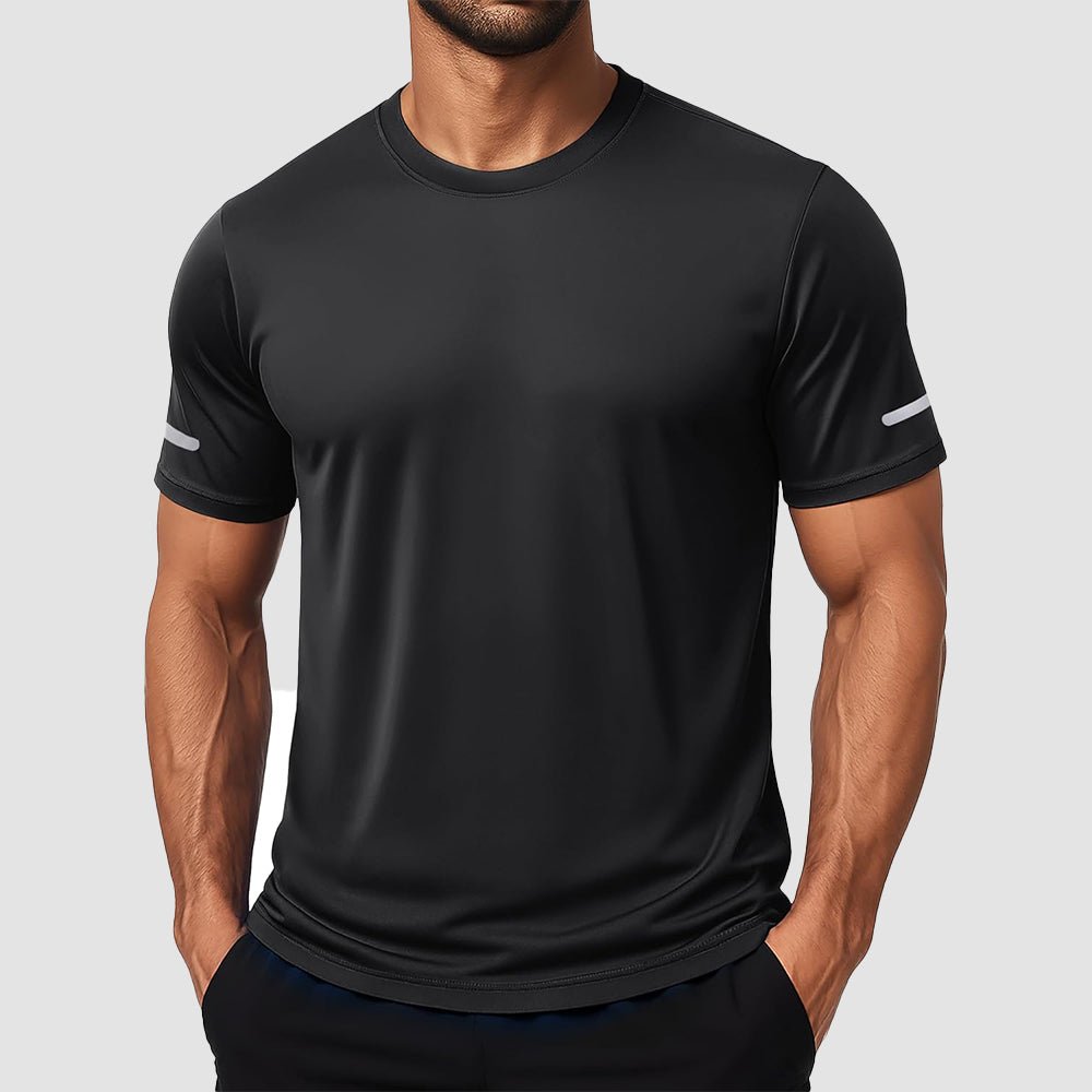 Black Men's Dry Fit Sun Protection Stretch Training & Sports T-Shirts - MAGCOMSEN