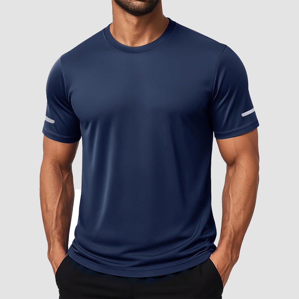 Navy Men's Dry Fit Sun Protection Stretch Training & Sports T-Shirts - MAGCOMSEN