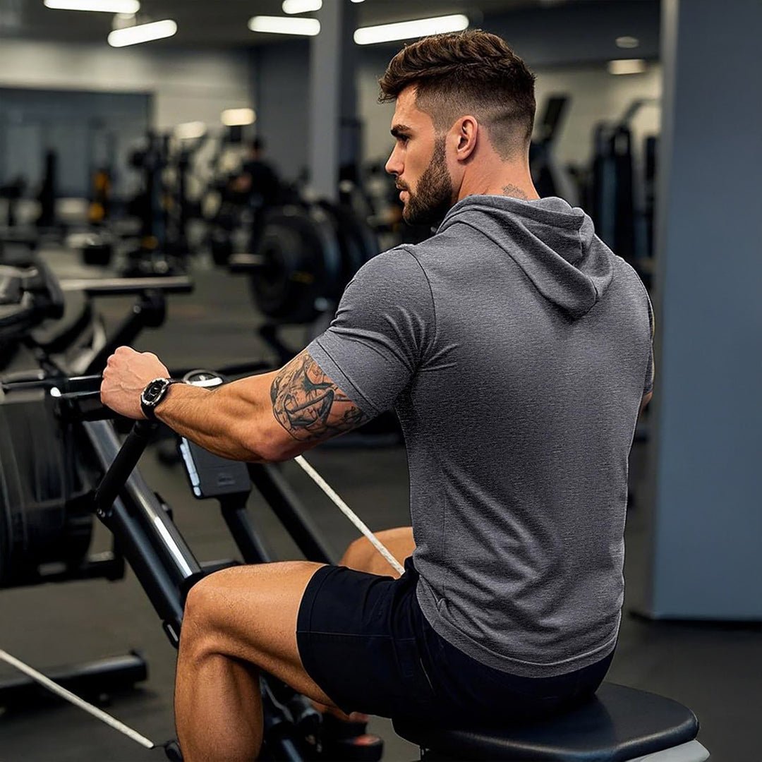 Mens Fashion Athletic Hoodies T-shirt Sport Sweatshirt Solid Color - MAGCOMSEN