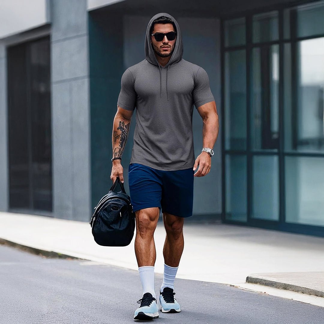 Mens Fashion Athletic Hoodies T-shirt Sport Sweatshirt Solid Color - MAGCOMSEN